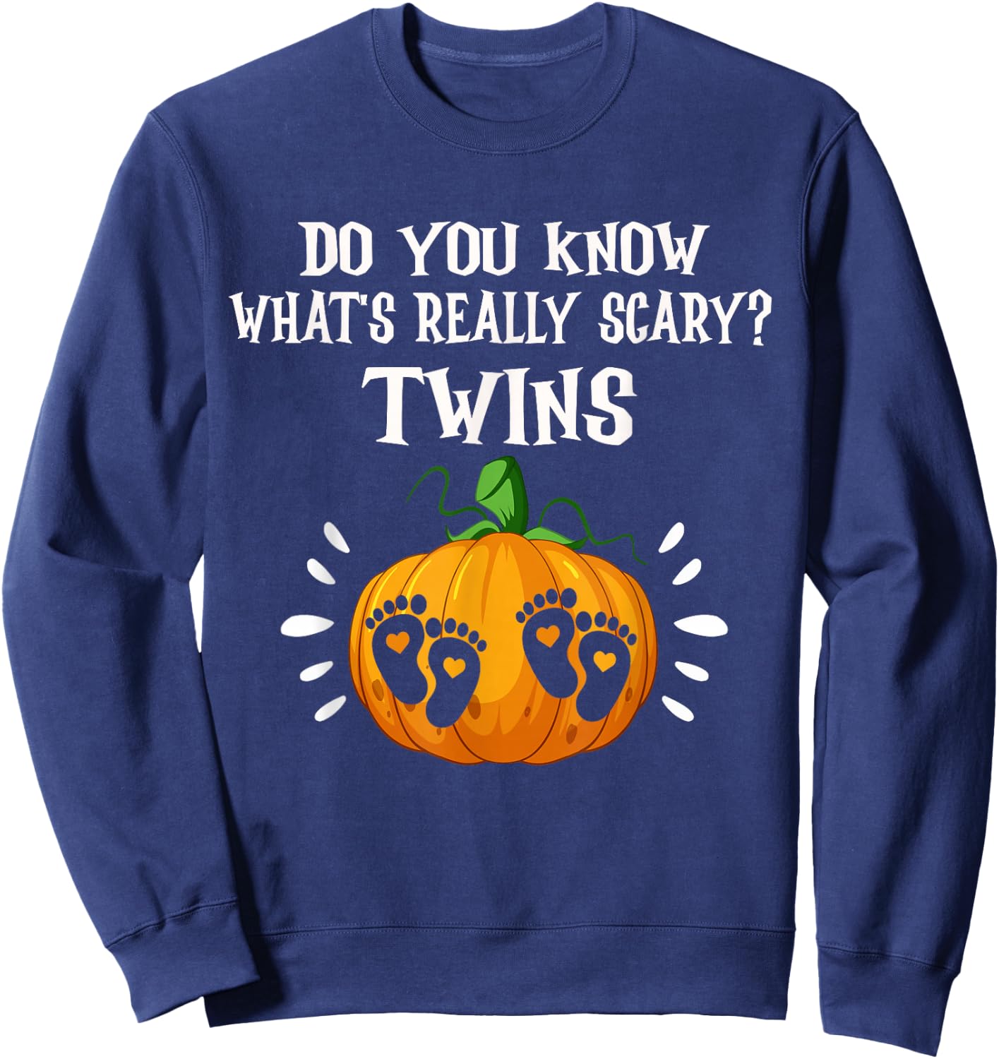 Pregnant Halloween Twins Costumes for Pregnant Women Twins Sweatshirt - Sweatshirt | Navy