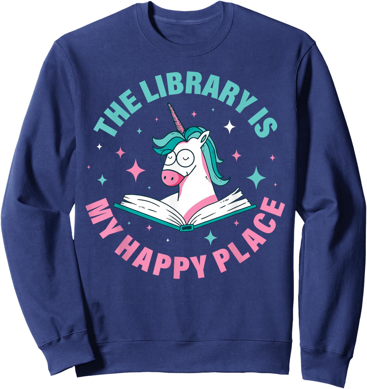 The Library Is My Happy Place Sweatshirt - Sweatshirt | Navy