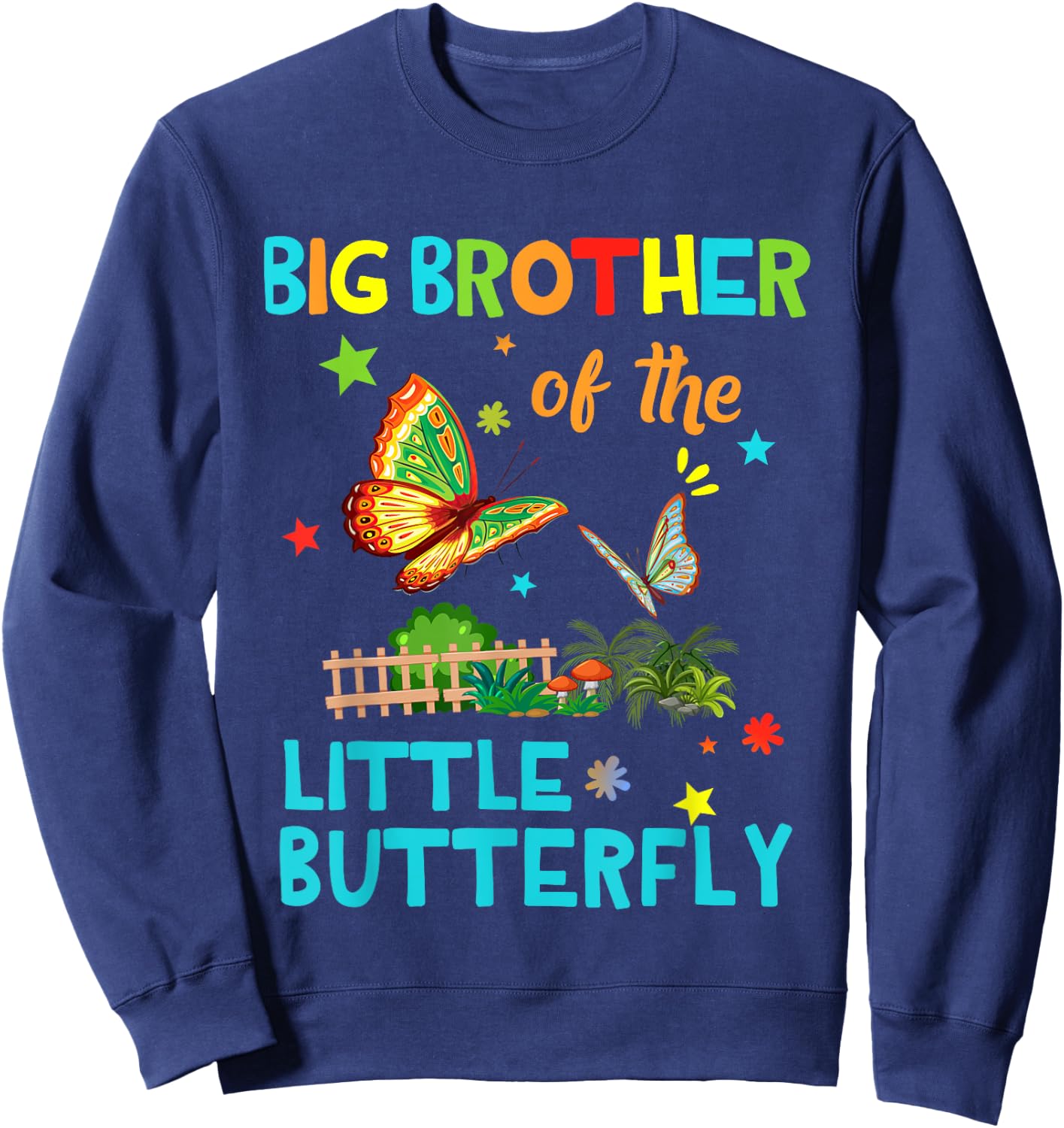 Big Brother Of Little Butterfly Shirts Birthday Matching Sweatshirt - Sweatshirt | Navy