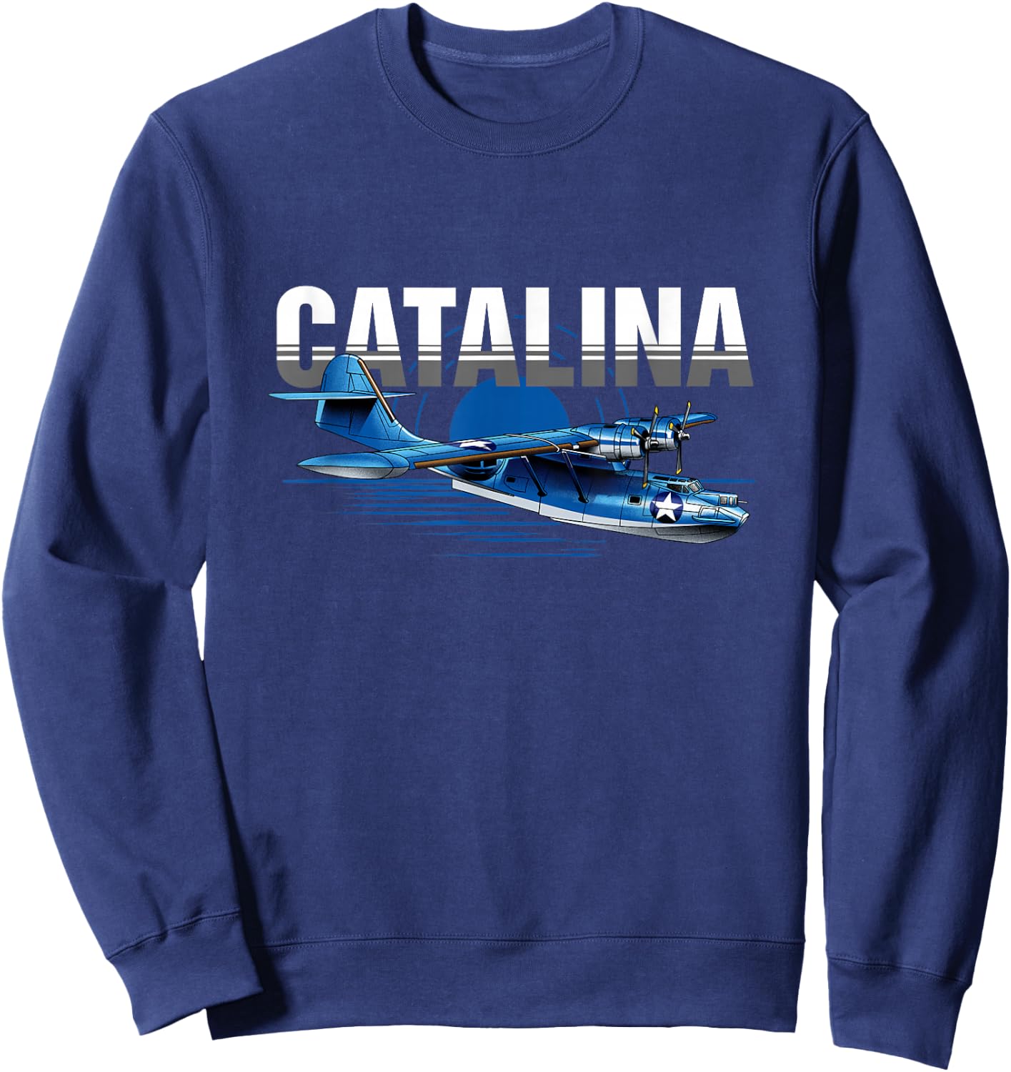 Vintage Military Aviation Flying Boat Sweatshirt - Sweatshirt | Navy
