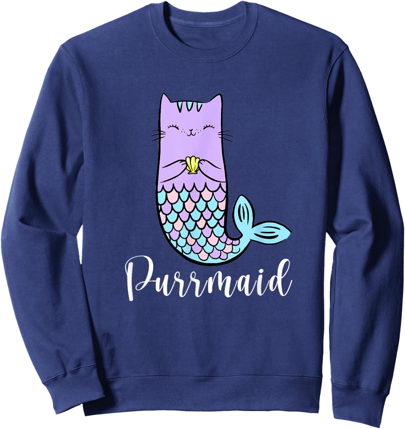 Funny Cute Purrmaid - Mermaid Cat - Meowmaid - Girls Sweatshirt - Sweatshirt | Navy