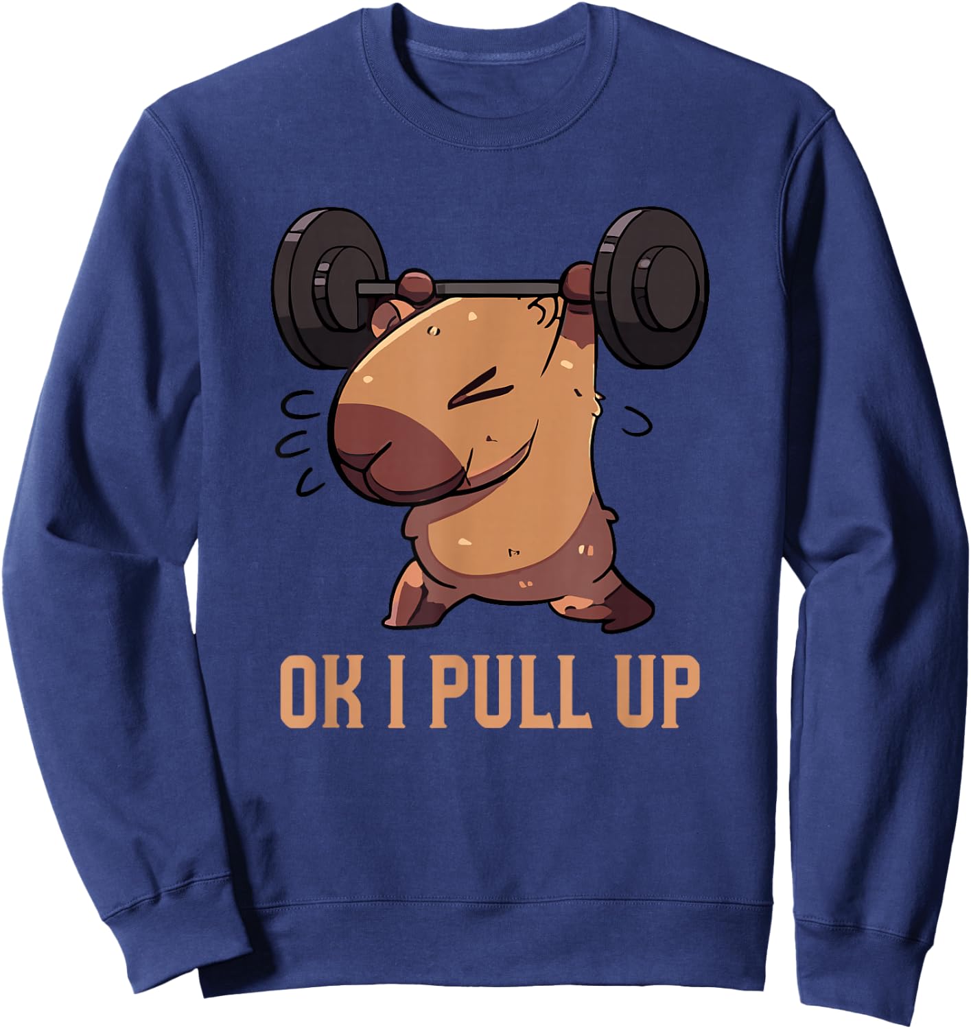 Retro Ok I Pull Up Gym Capybara Funny Sweatshirt - Sweatshirt | Navy
