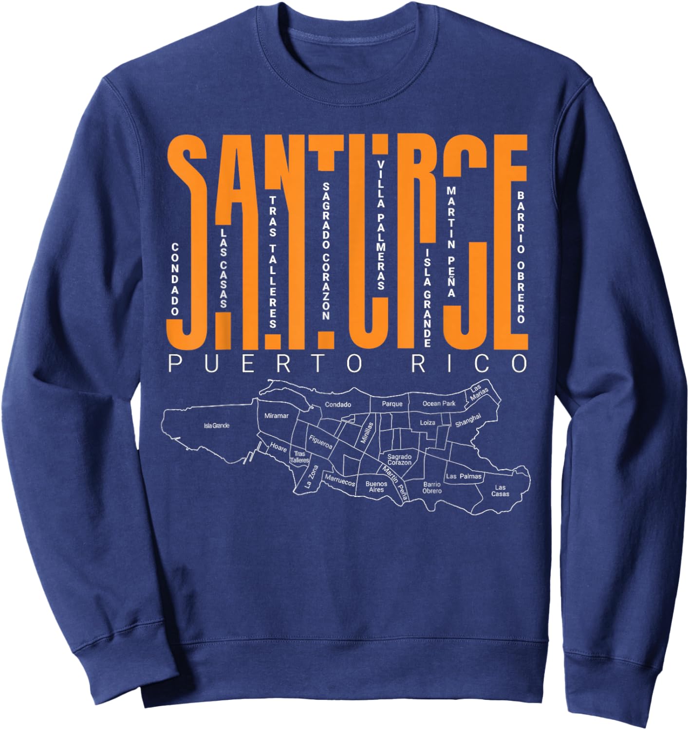Santurce and its Barrios Puerto Rico Sweatshirt - Sweatshirt | Navy