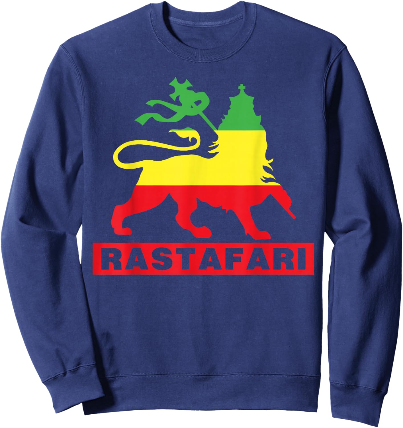 Lion of Judah Judah Rasta Rastafari Reggae Sweatshirt - Sweatshirt | Navy