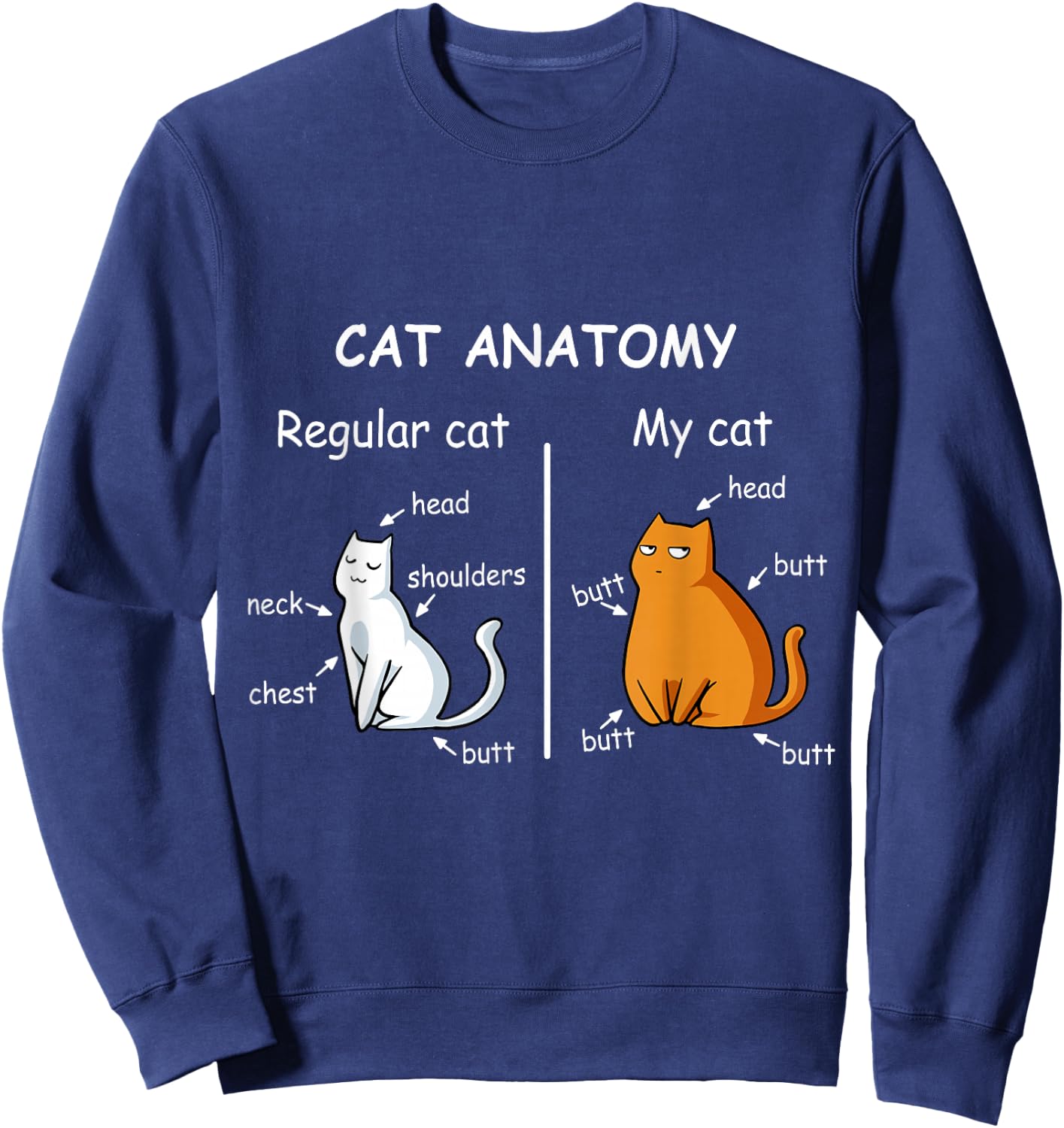 Cat Anatomy Kittlen Lover Funny Science Teacher Sweatshirt - Sweatshirt | Navy