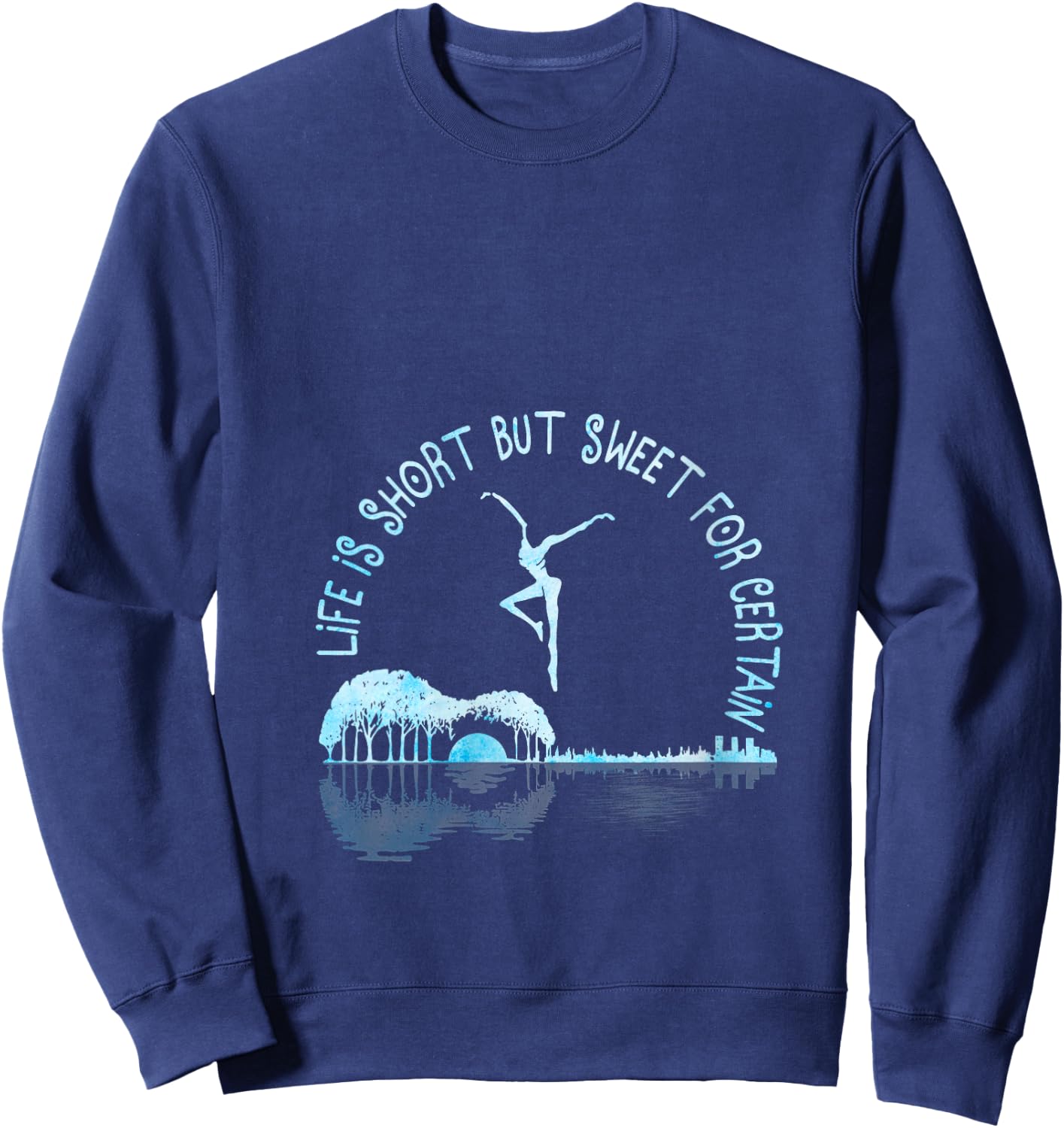 Music Lover Life Is Short But Sweet For Certain Guitar V-Neck Sweatshirt - Sweatshirt | Navy