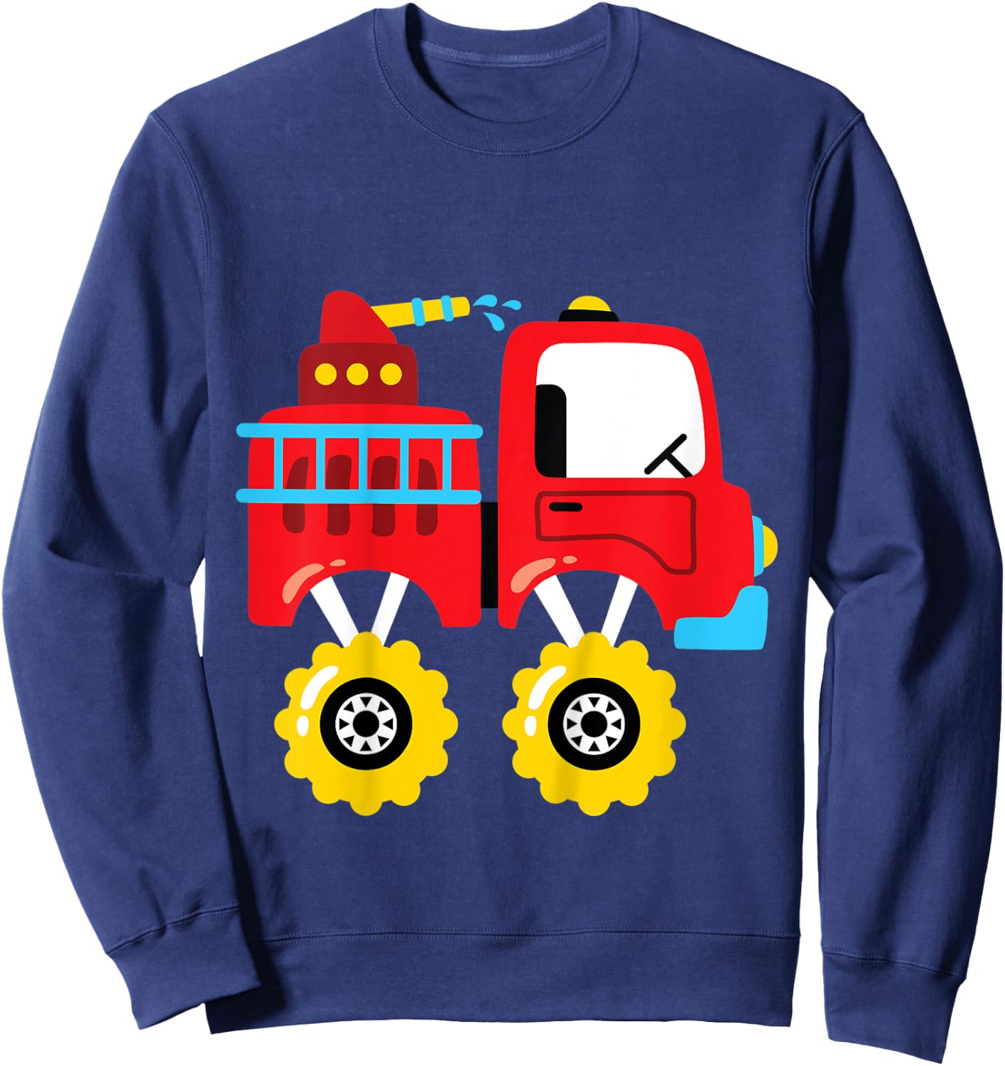 Kids Monster Fire Truck Firefighter Truck Big Wheels Toddler Boys Sweatshirt - Sweatshirt | Navy