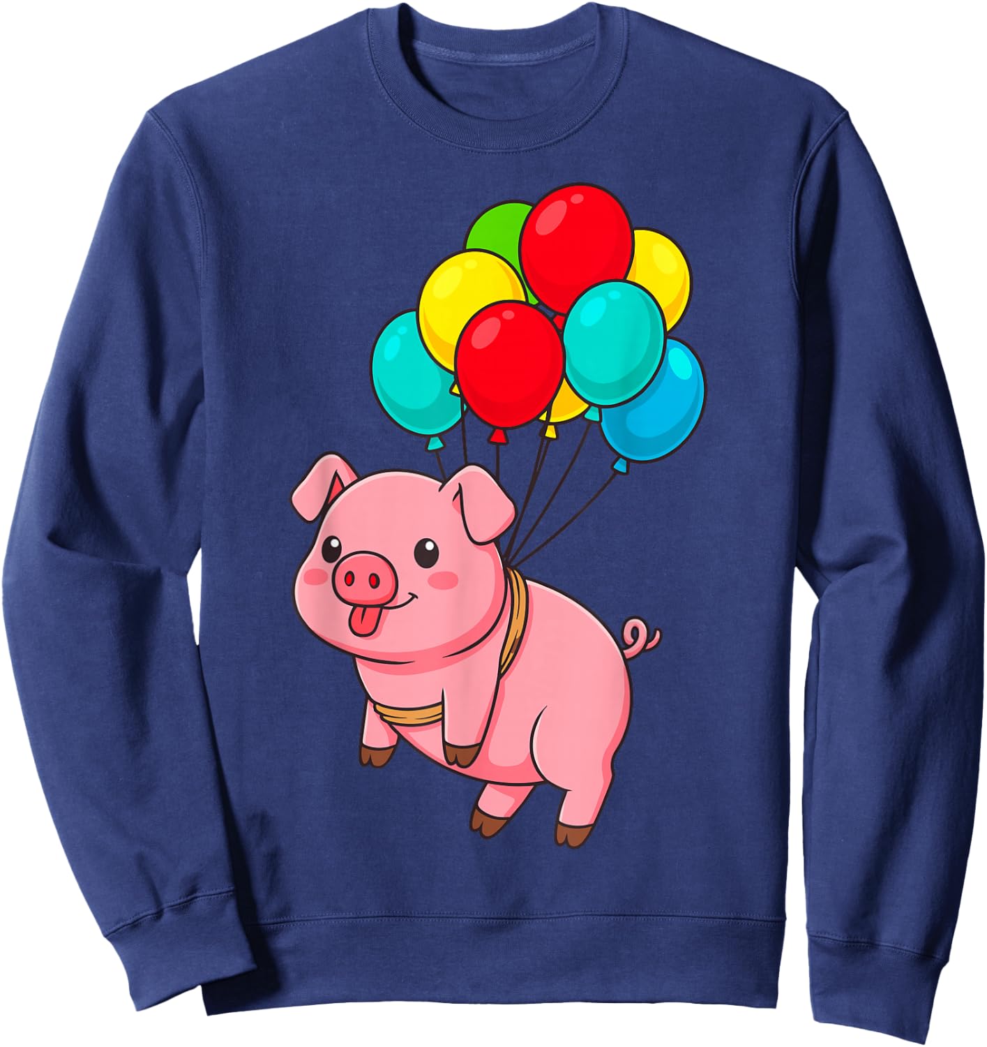 Pig Flying with Balloons Sweatshirt - Sweatshirt | Navy