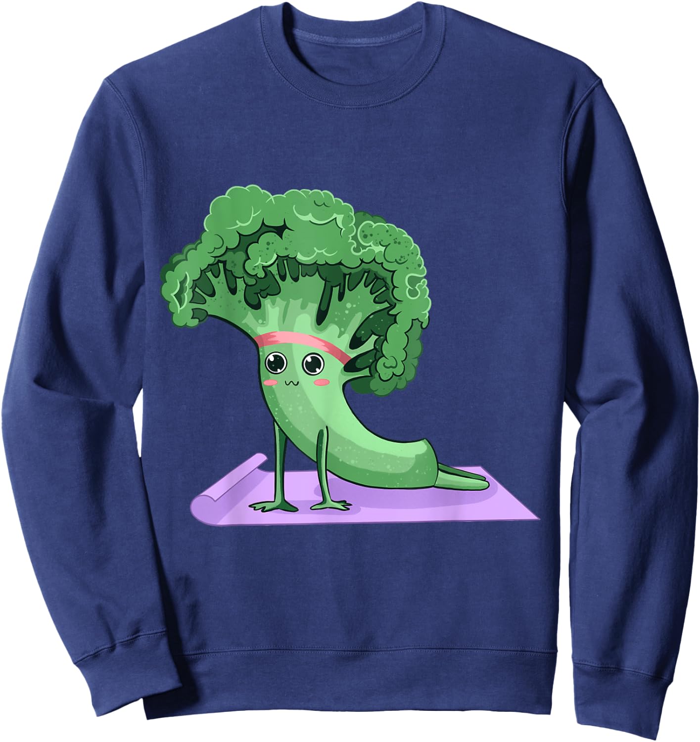 Cute Broccoli Yoga Pose Funny Yogi Broccoli Lover Sweatshirt - Sweatshirt | Navy