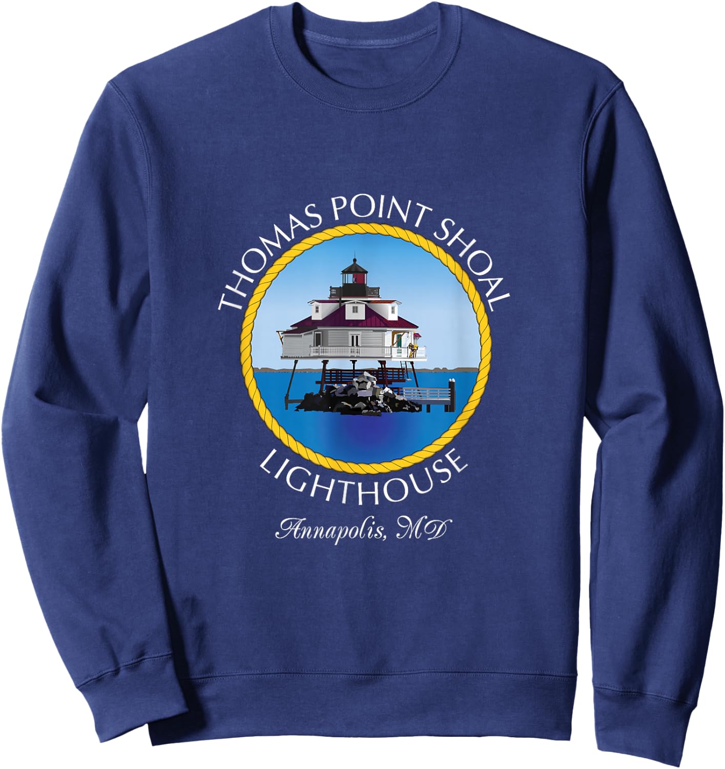Thomas Point Shoal Lighthouse, Annapolis, MD Sweatshirt - Sweatshirt | Navy