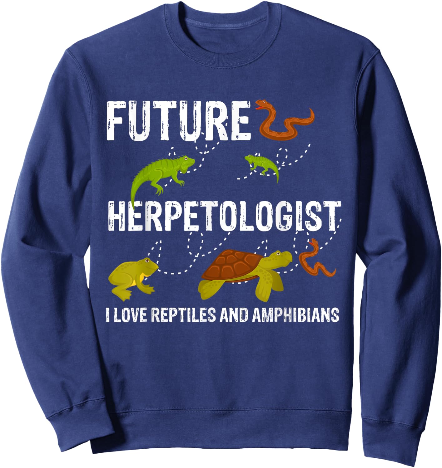 Kiting Surfing Boarder Apparel & Gift Collection Future Herpetologist Reptiles & Amphibians Biology Insects Adult Black Small Modern Animal Pattern Short Sleeve Sweatshirt - Sweatshirt | Navy