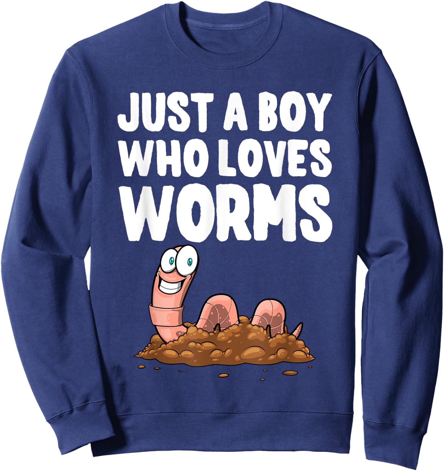 Cool Worm Gifts Love Worms Accessories & Stuff Boys Kids Worm Hunter Worm Farmer Composter Sweatshirt - Sweatshirt | Navy