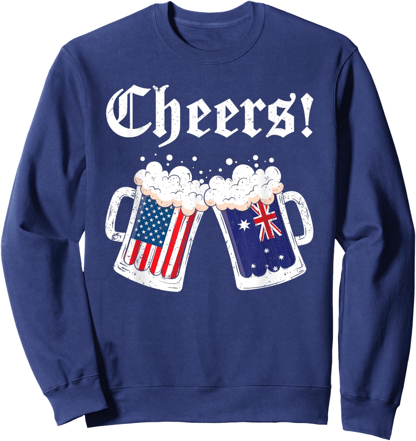 Cheers Shirt Australian American Flag Beer Mug Cheers Women Men Sweatshirt - Sweatshirt | Navy