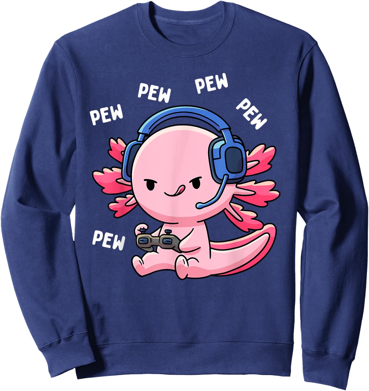 Axolotl Gaming Kids Boys Girls Anime Video Game Pew Gamer Small Sweatshirt - Sweatshirt | Navy