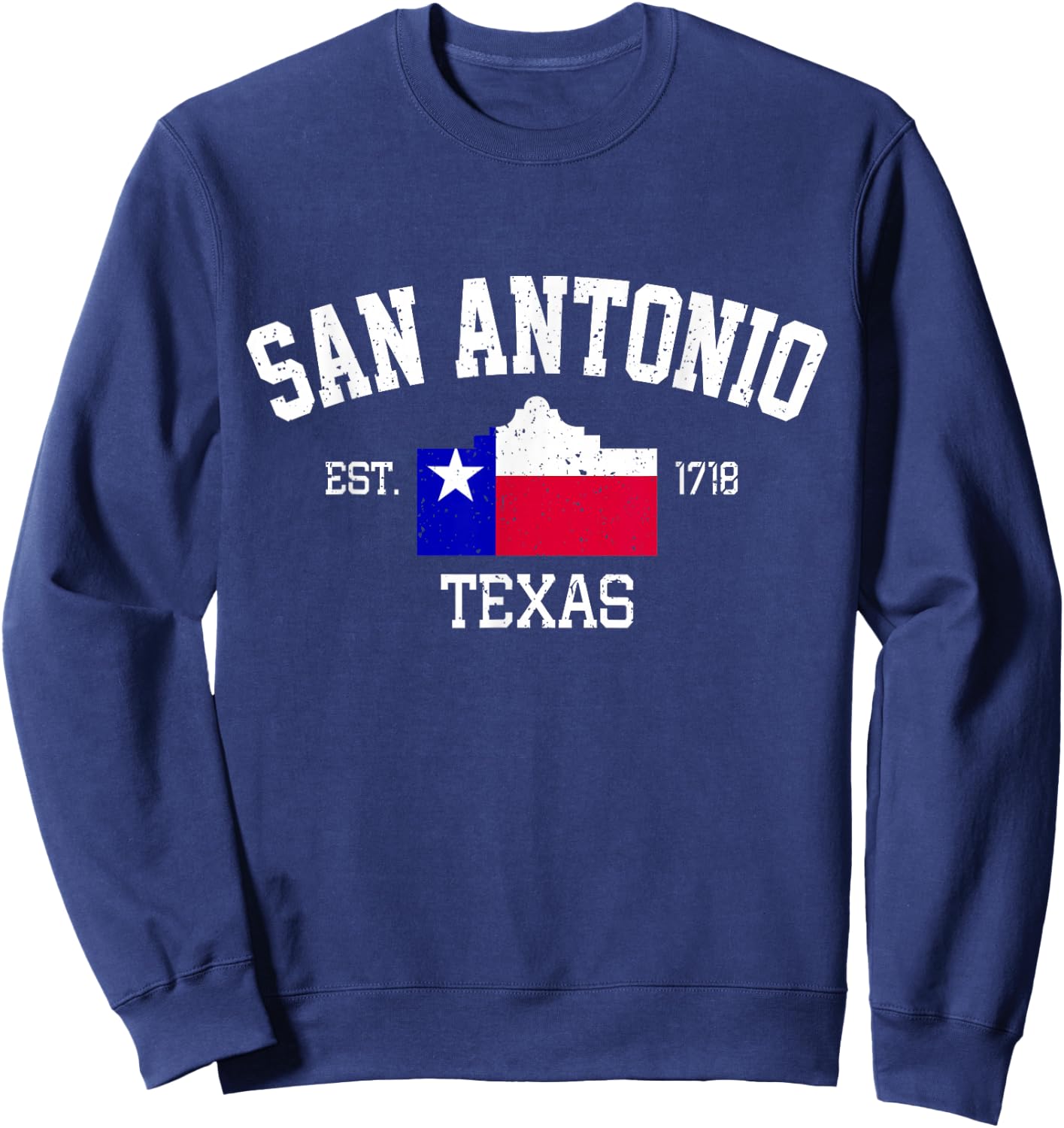 Vintage San Antonio The Alamo Texas Flag Sweatshirt - Sweatshirt | Navy