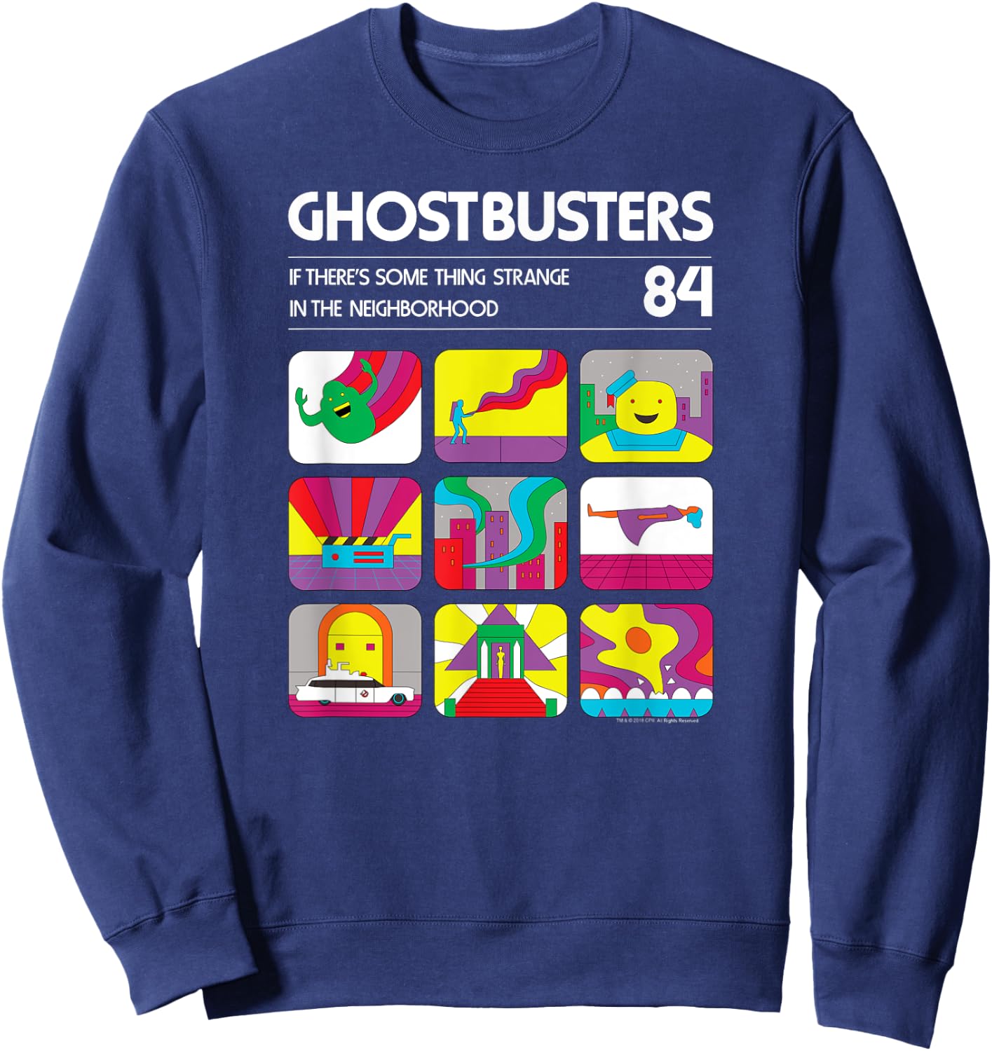 Ghostbusters Retro Video Game Graphics Vintage Movie Sweatshirt - Sweatshirt | Navy