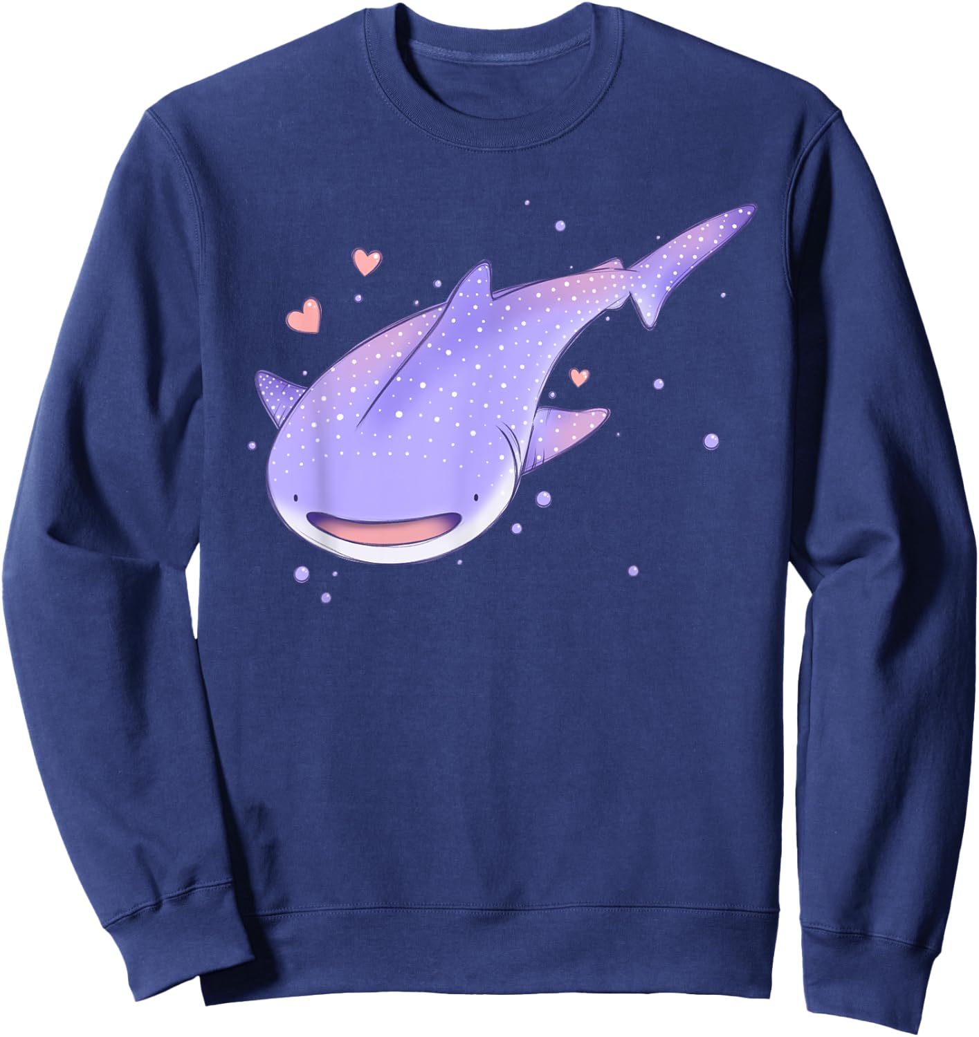 Cute Kawaii Pastel Whale Shark Sea Creature Sweatshirt - Sweatshirt | Navy