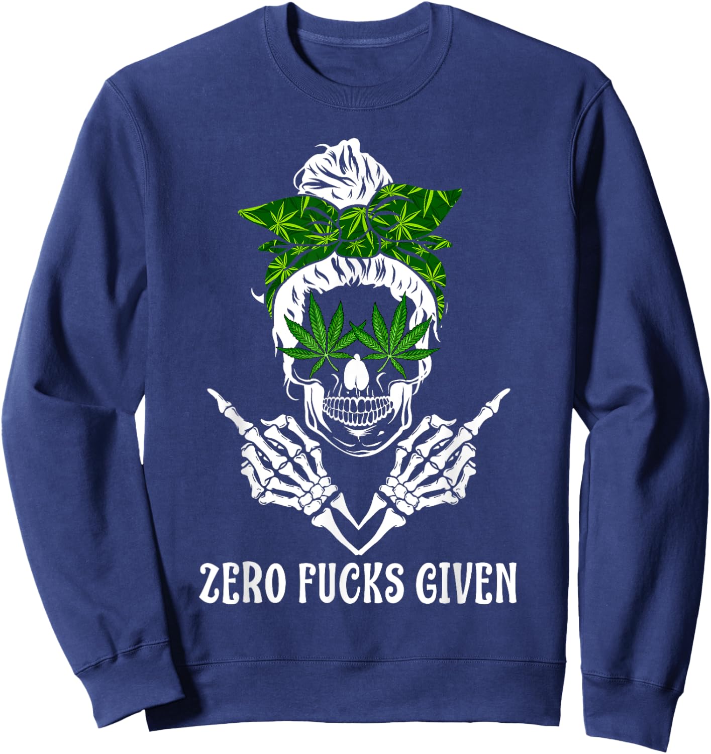 Men Women Weed Skull Cannabis Marijuana 420 THC Weed Lover Sweatshirt - Sweatshirt | Navy
