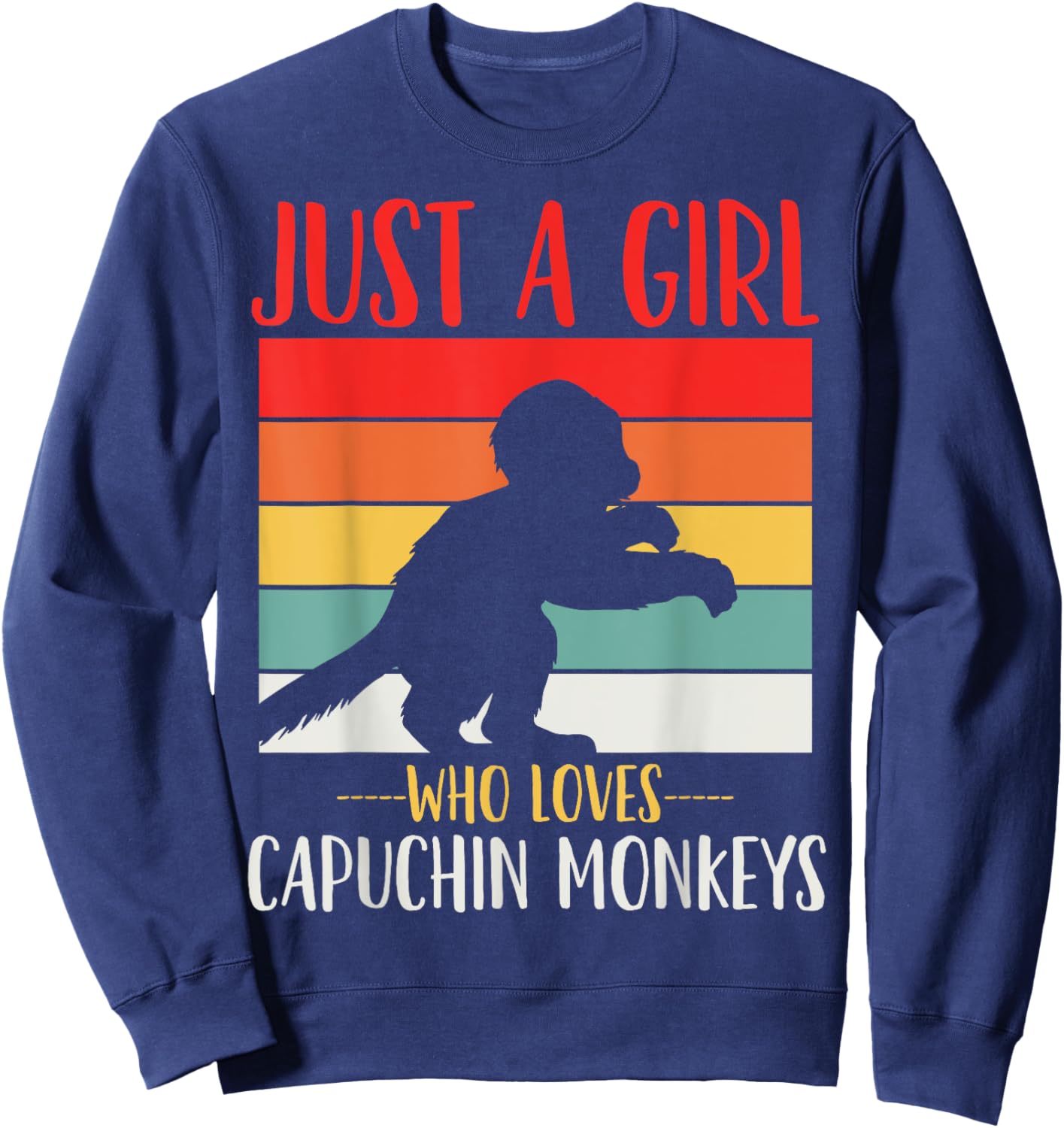 Just a Girl Who Loves Capuchin Monkeys Retro Sweatshirt - Sweatshirt | Navy