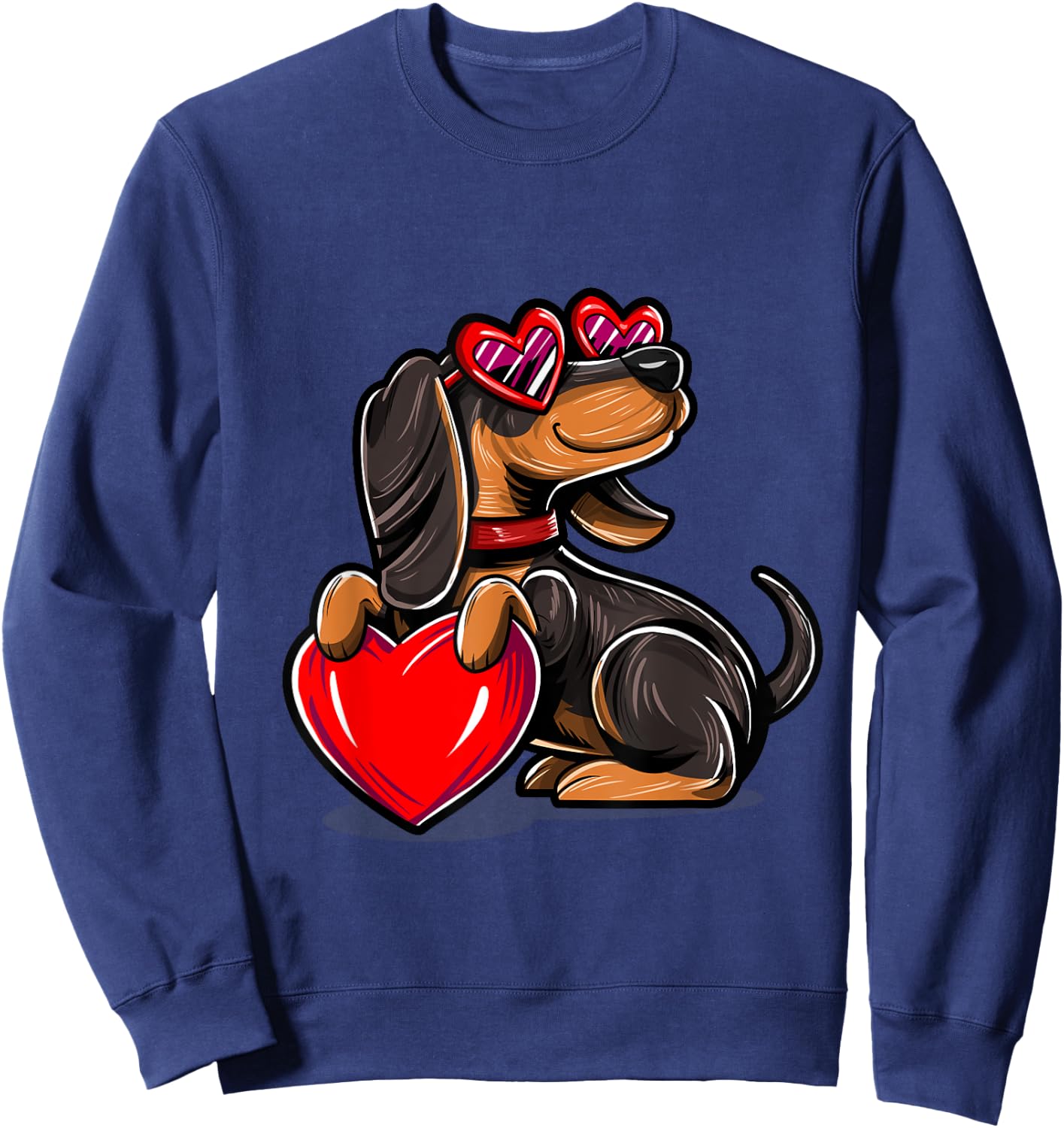 Dachshund valentine dog valentines day Sweatshirt - Sweatshirt | Navy