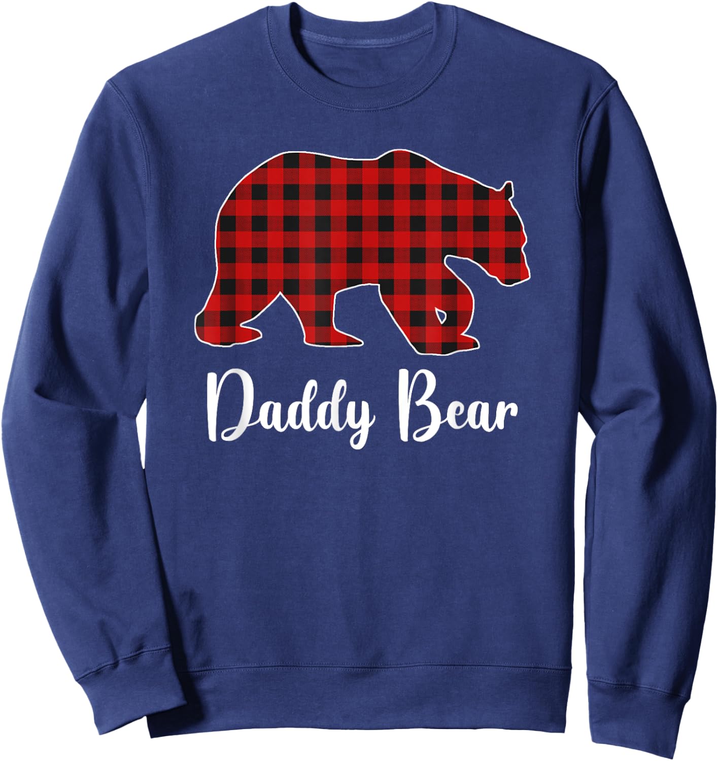 Red Plaid Bear Christmas Pajama Daddy Matching Family Dad Sweatshirt - Sweatshirt | Navy