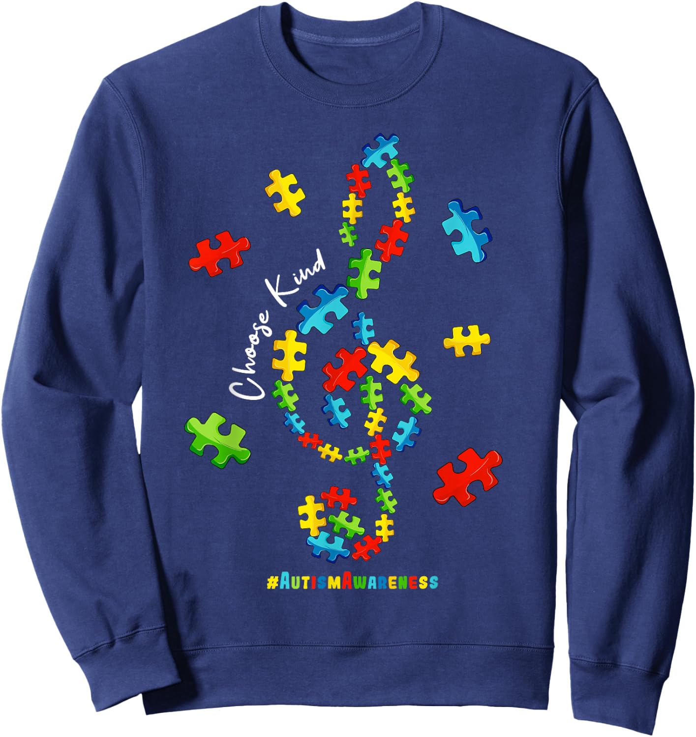 Musical Note Choose Kind Music Teacher Kids Autism Awareness Sweatshirt - Sweatshirt | Navy