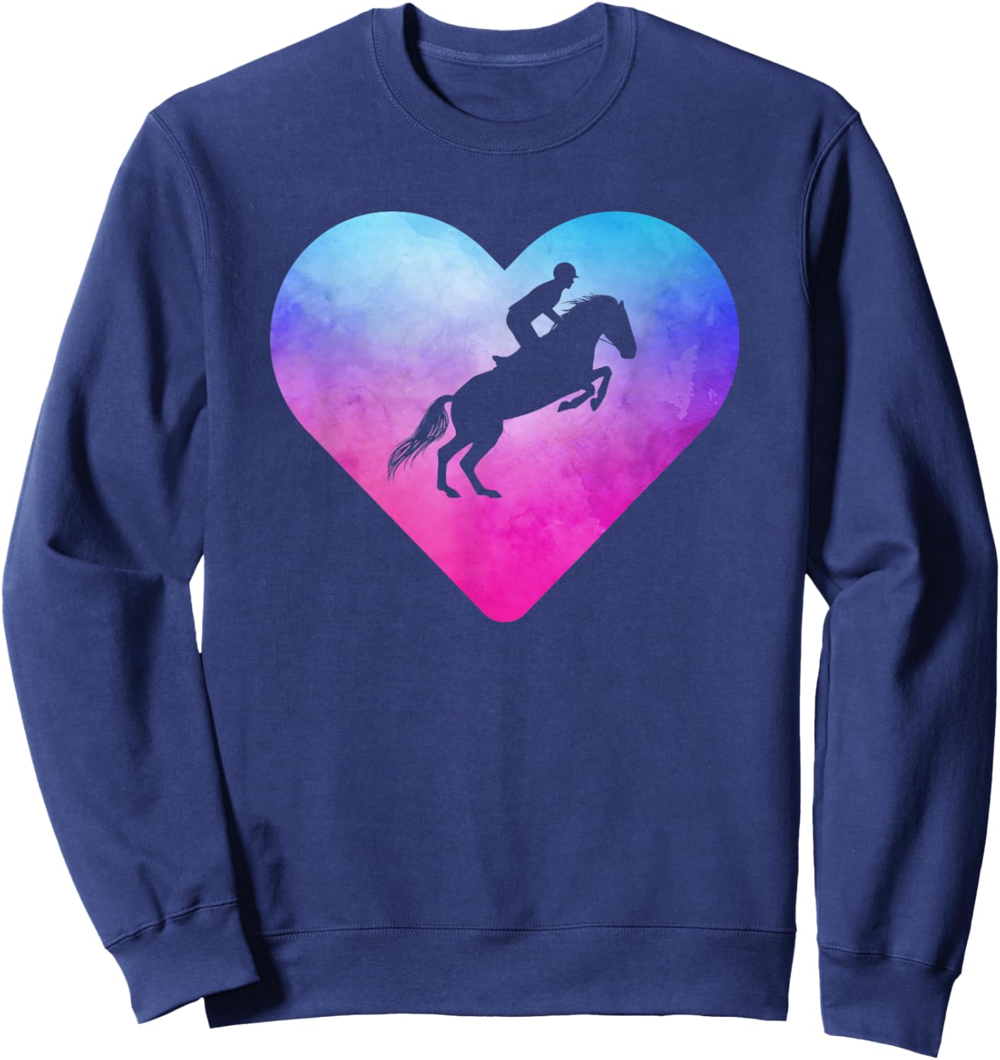 Women or Girls Show Jumping Horse Sweatshirt - Sweatshirt | Navy