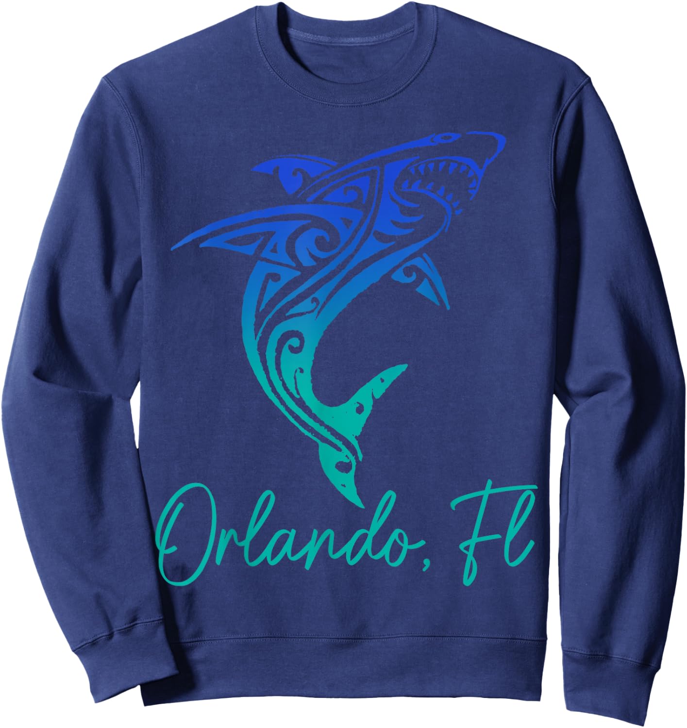 Orlando FL Shark Scuba Diving Surfer Surf Florida Surf Sweatshirt - Sweatshirt | Navy