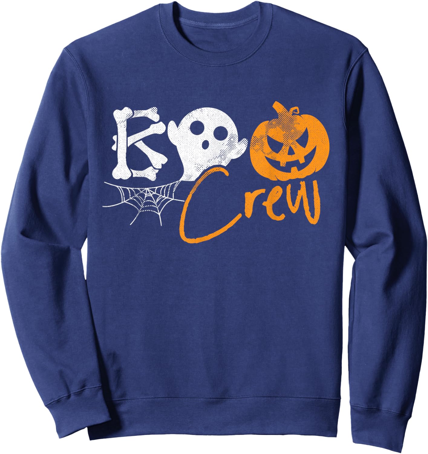 Boo Crew Lazy Halloween Costume Funny Ghost Pumpkin Bones Sweatshirt - Sweatshirt | Navy