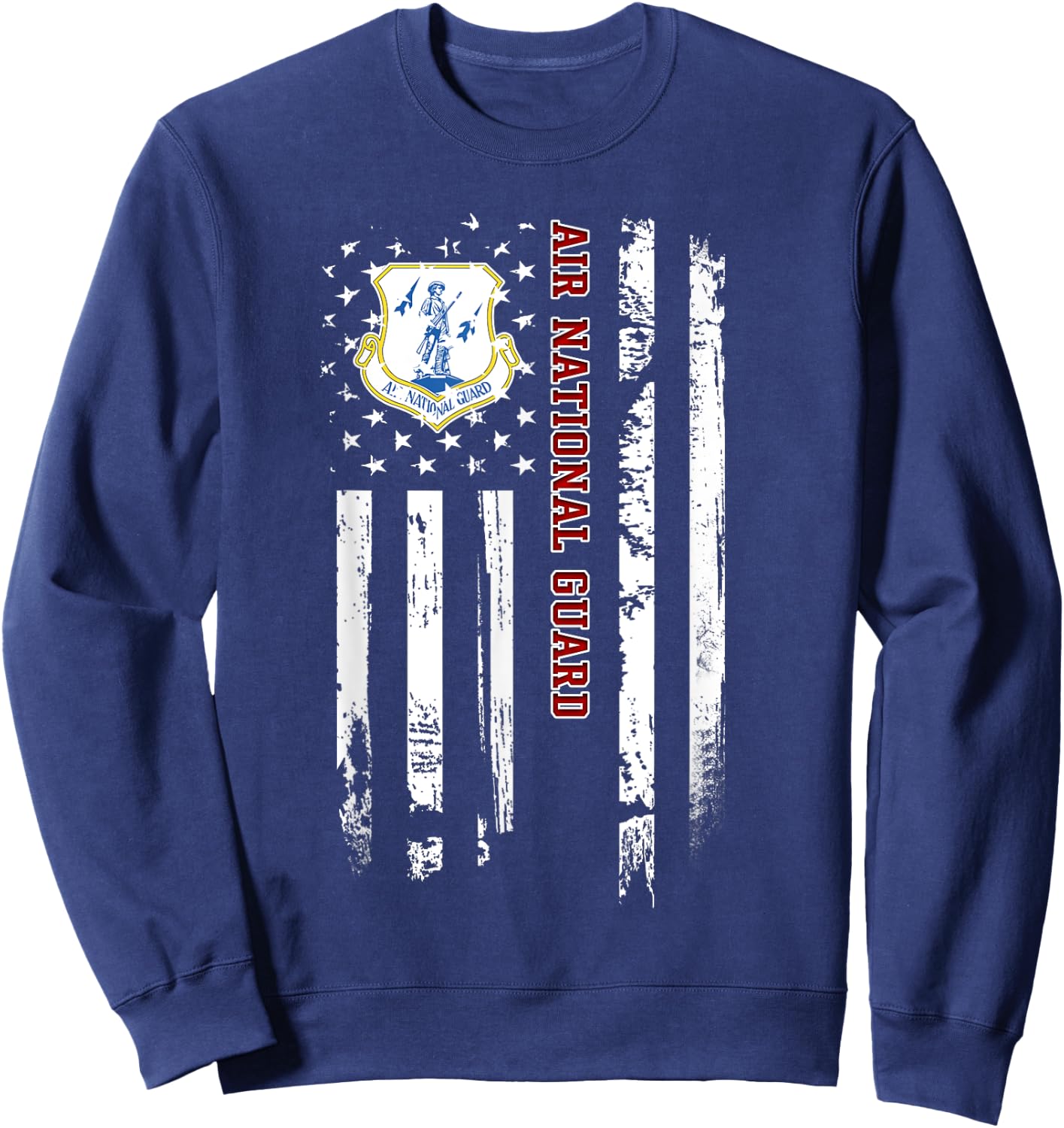 Air National Guard Veteran USA Flag Veterans Day Christmas Sweatshirt - Sweatshirt | Navy