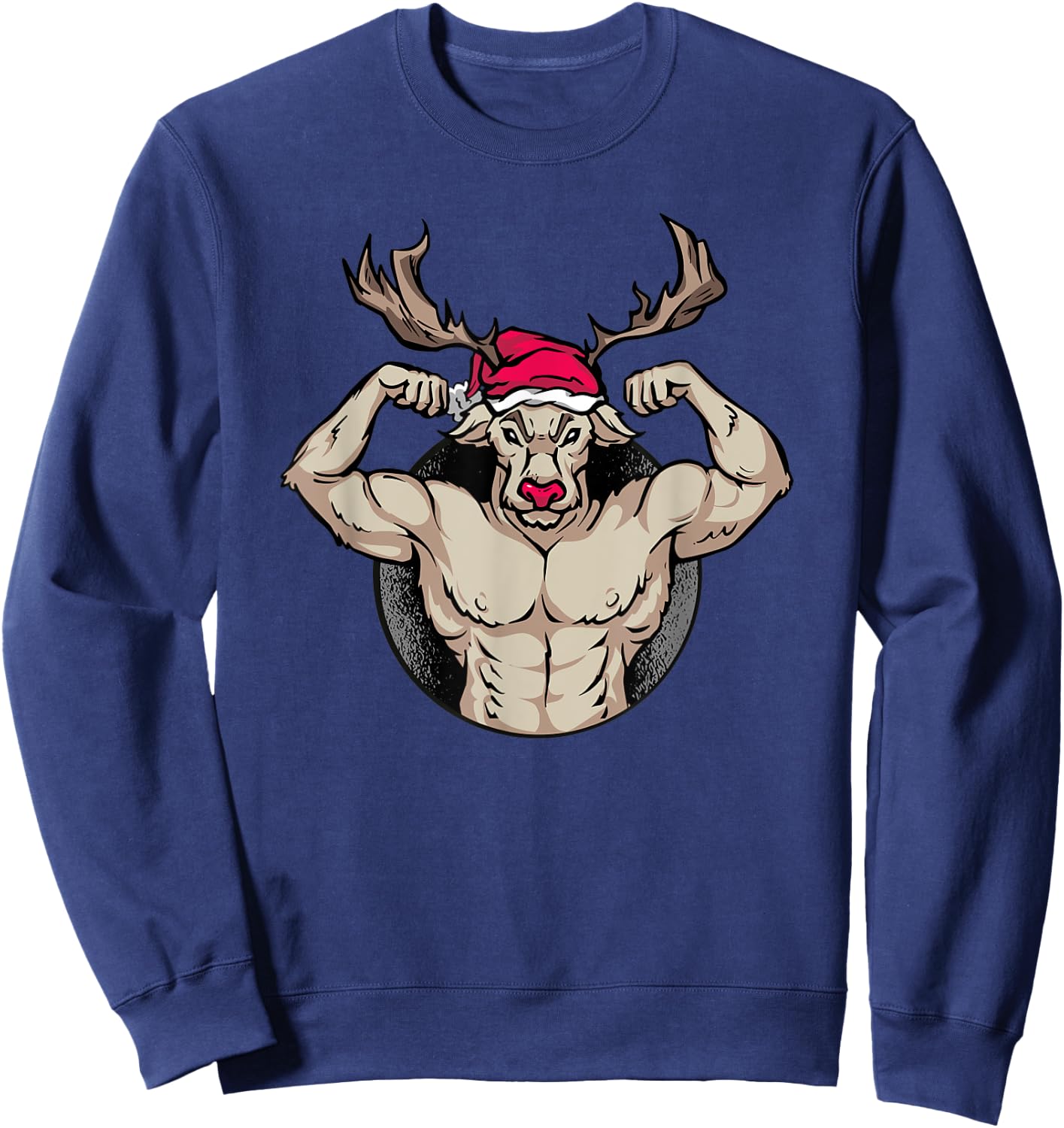 Strong Reindeer with Muscles Christmas Bodybuilding GYM Sweatshirt - Sweatshirt | Navy