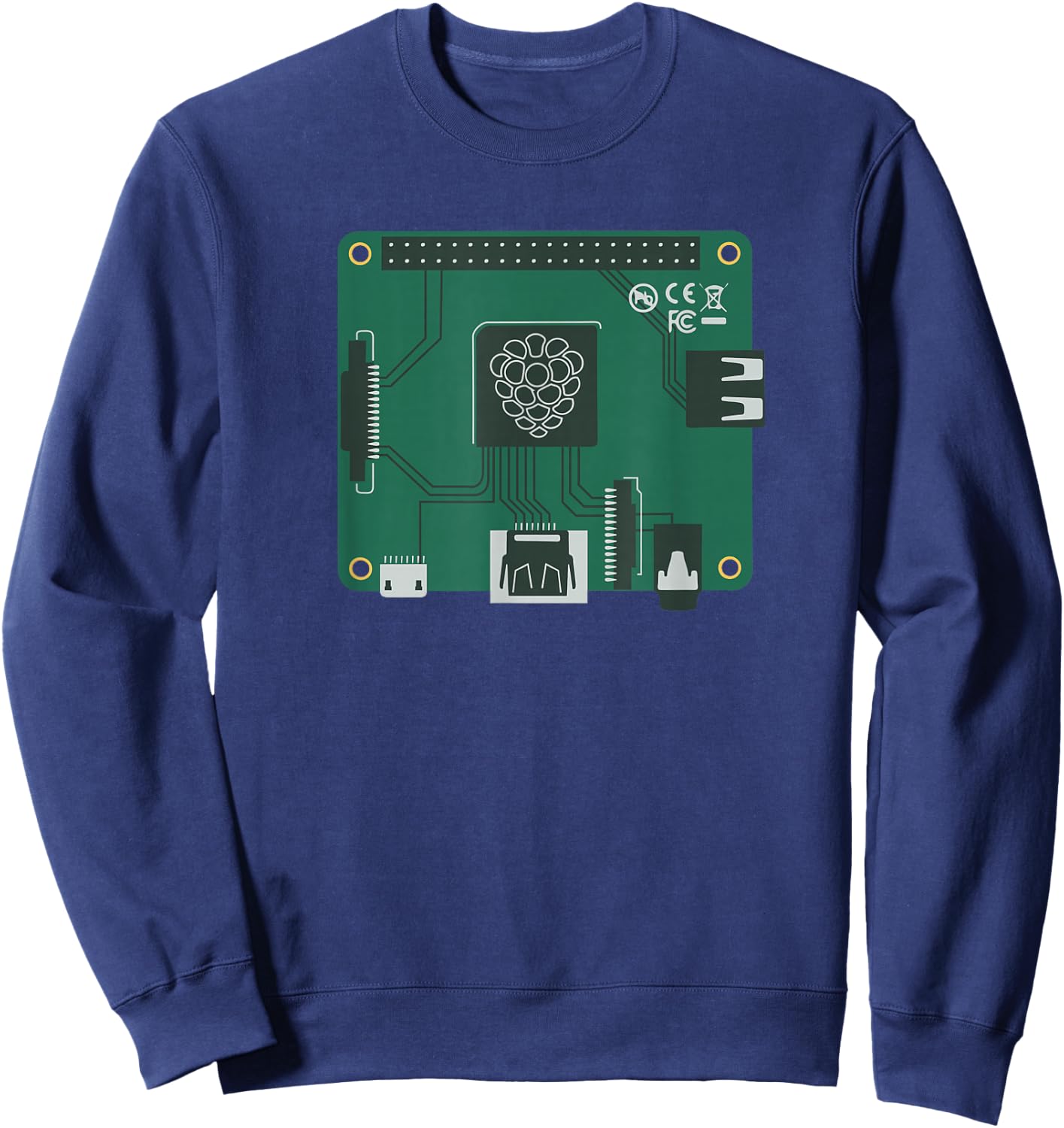 Green Raspberry Pi (Micro Computer Design) Sweatshirt - Sweatshirt | Navy