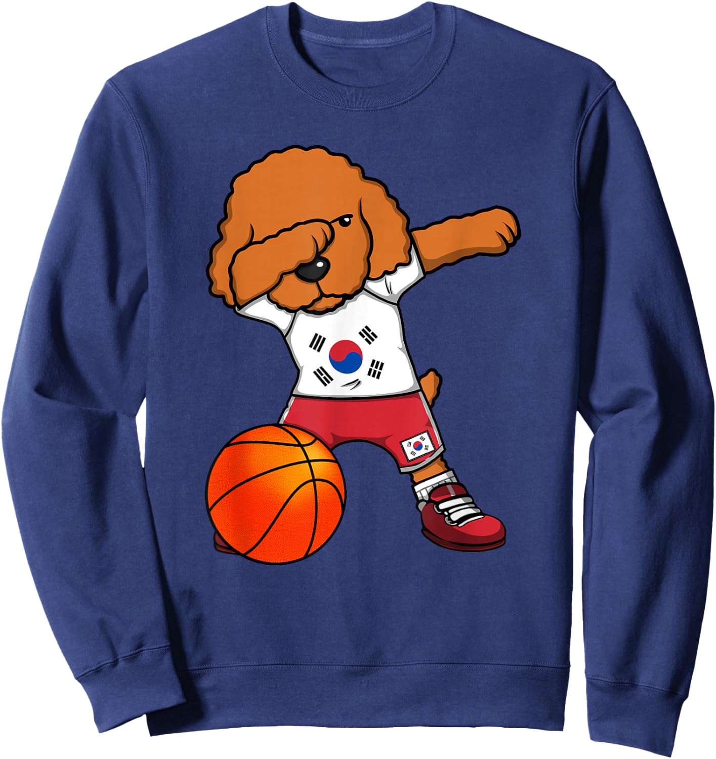 Dabbing Poodle South Korea Jersey Korean Basketball Fans Sweatshirt - Sweatshirt | Navy