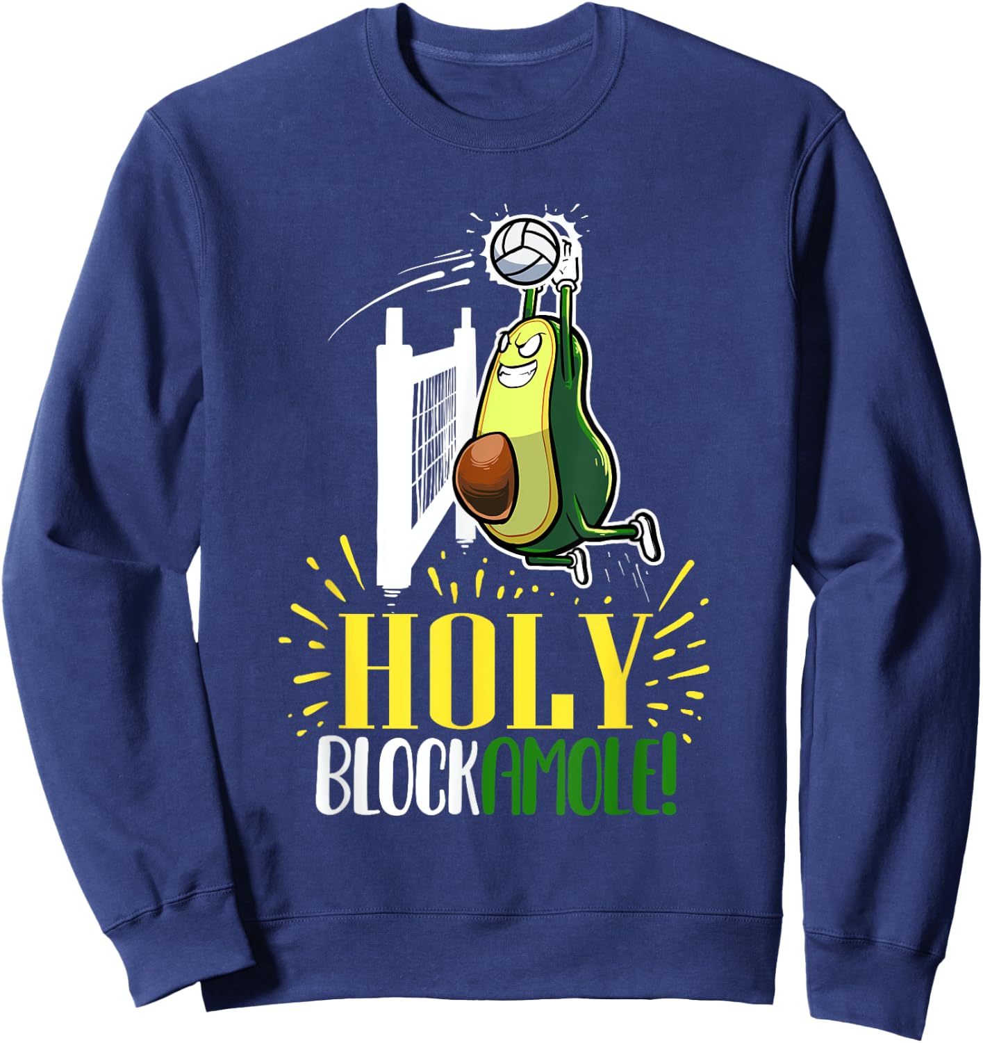 Holy Blockamole Funny Avocado Beach Volleyball Sweatshirt - Sweatshirt | Navy