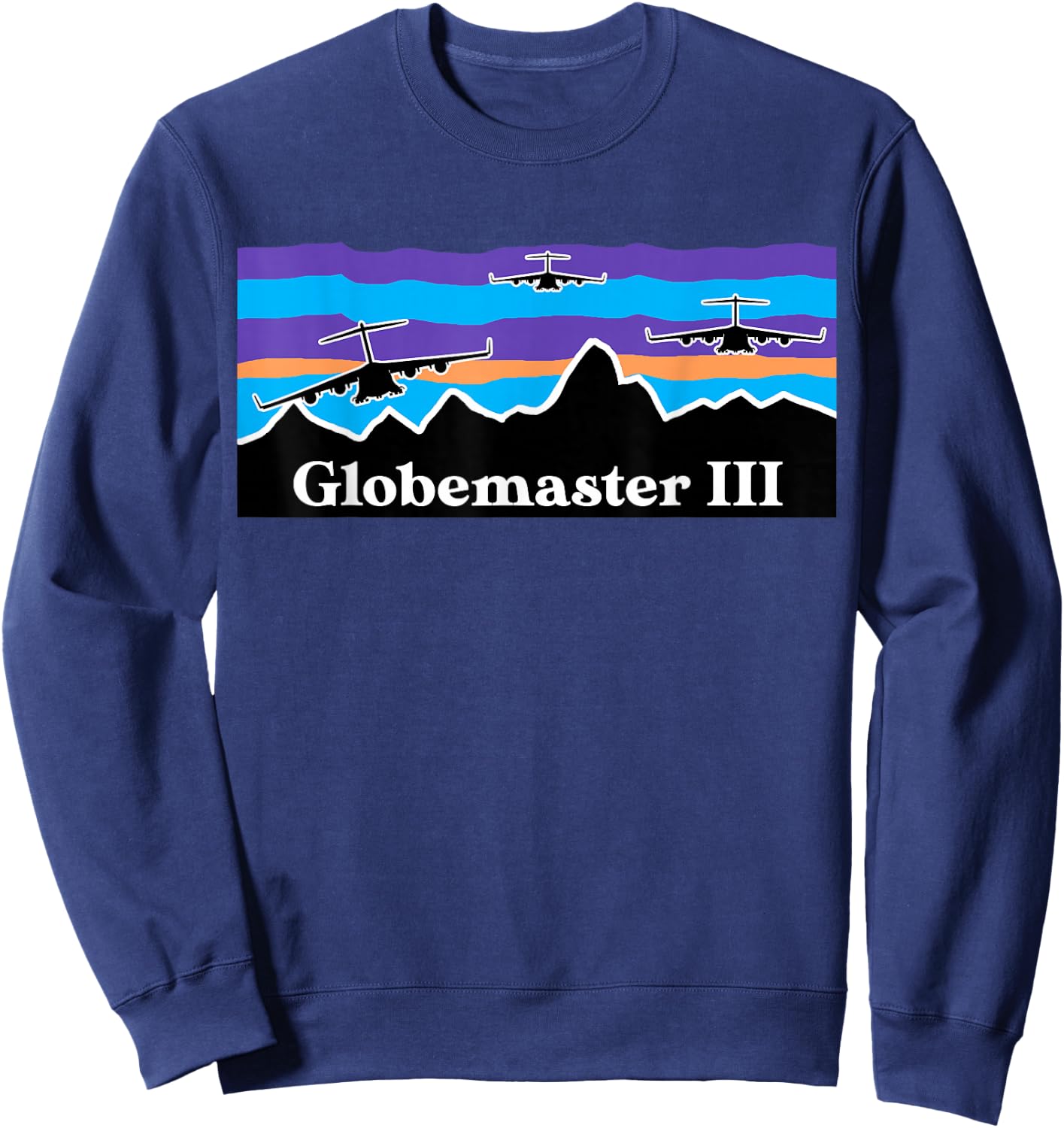 Mountain Airdrop Globemaster III Cargo Airplane Sweatshirt - Sweatshirt | Navy