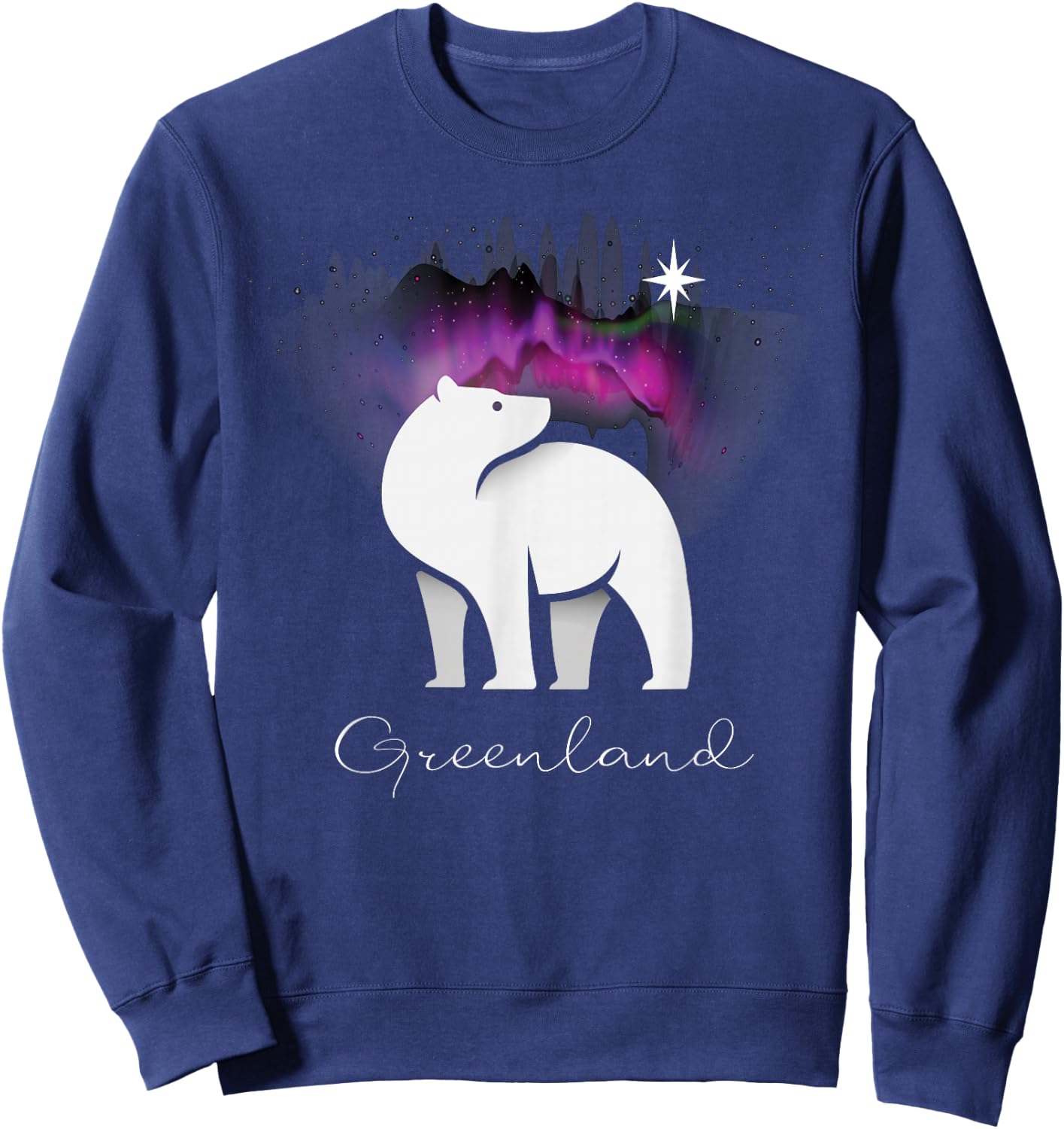 Greenland Northern Lights Arctic Polar Bear Souvenir Sweatshirt - Sweatshirt | Navy