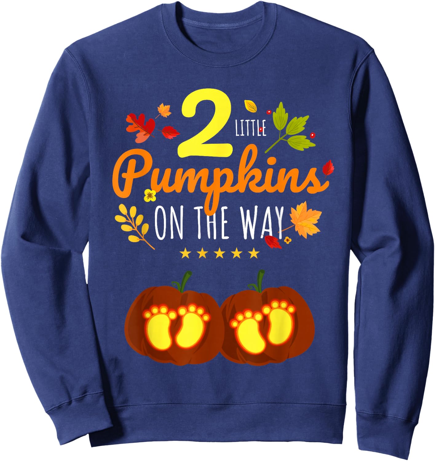 Twins Halloween Pregnancy Shirt Cute Twins Pumpkin Pregnant Sweatshirt - Sweatshirt | Navy