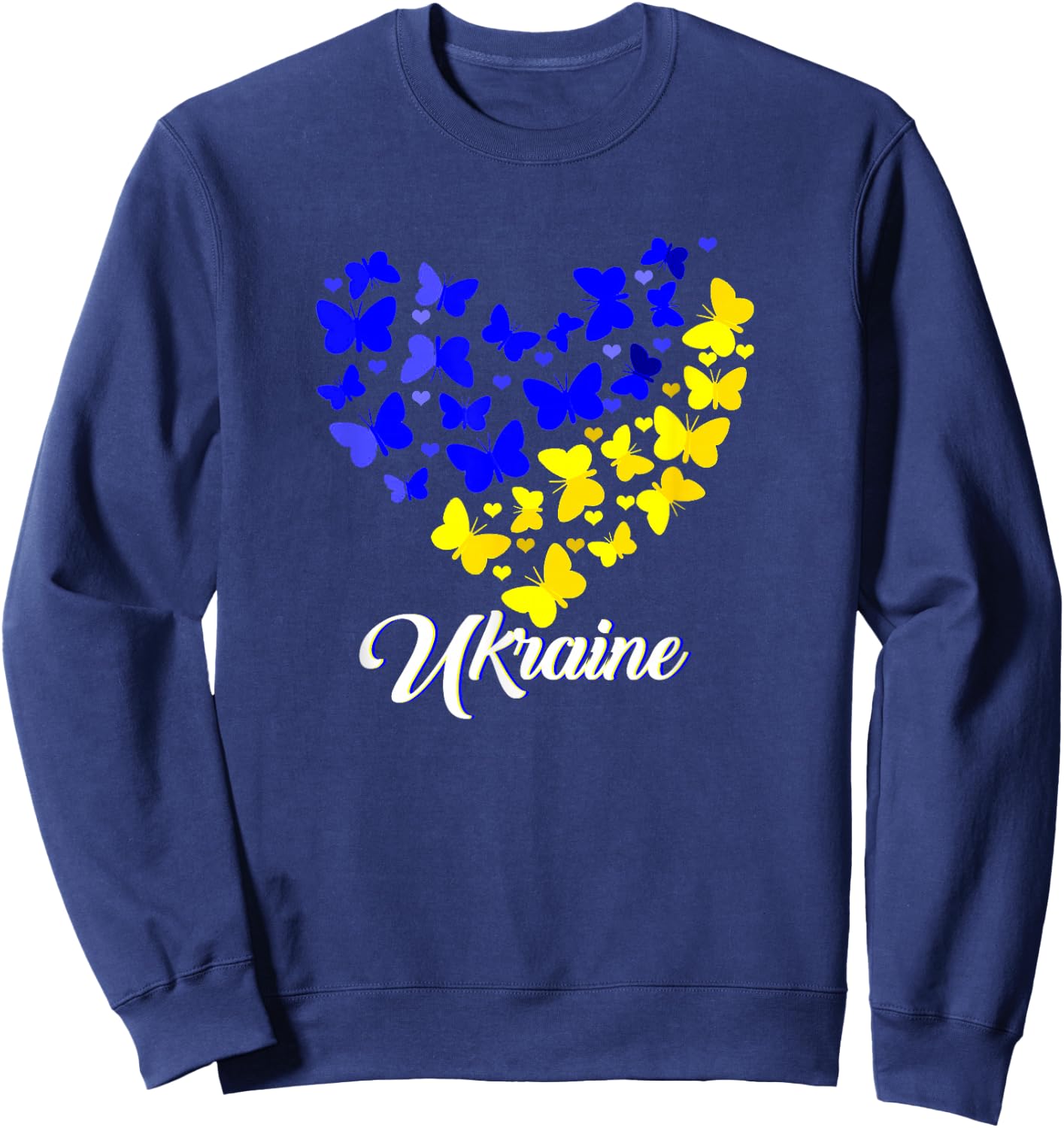 Heart Heart Ukraine shirt Butterfly I Stand With Ukraine Sweatshirt - Sweatshirt | Navy