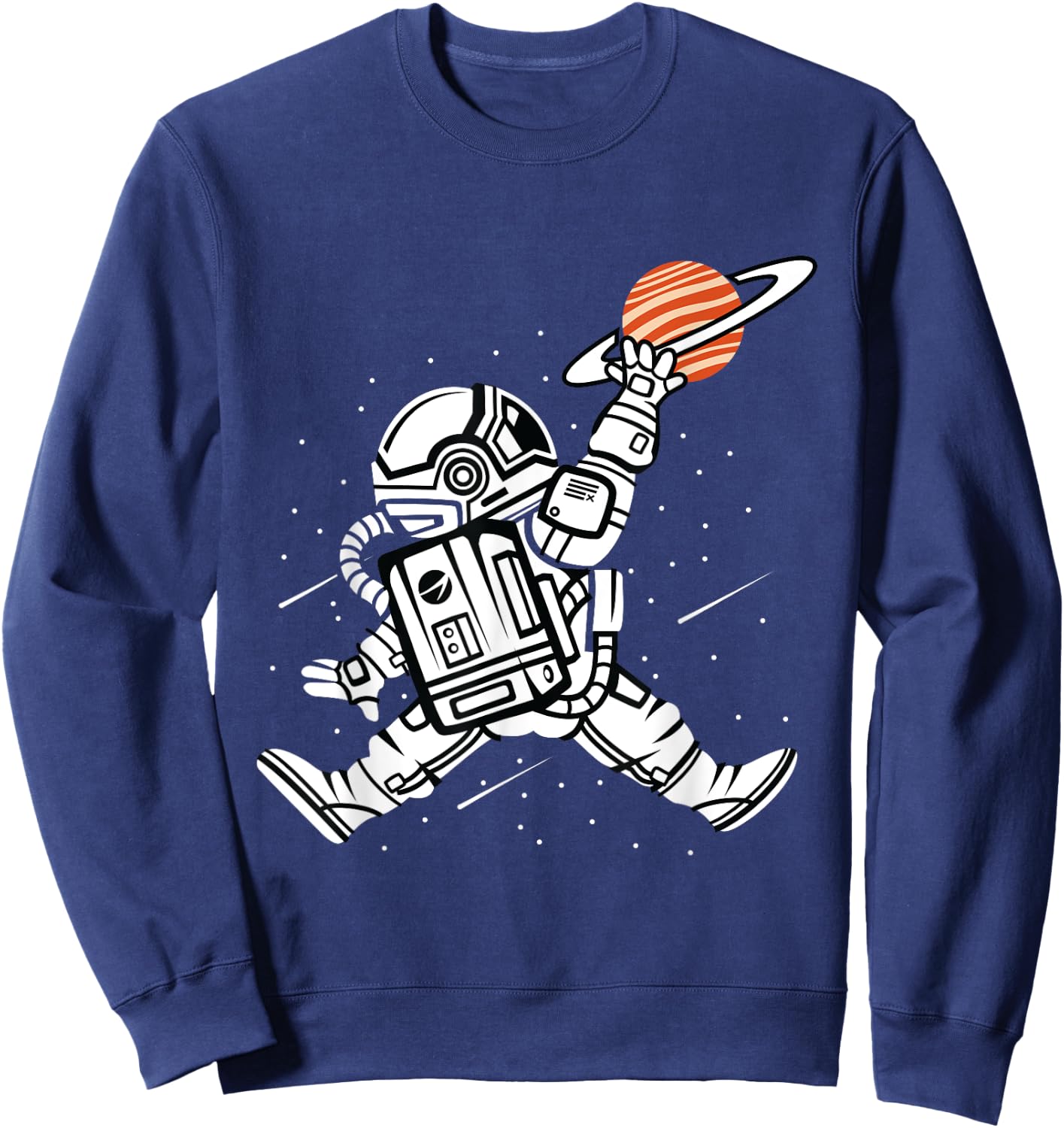 Astronaut Dunking Saturn Basketball in Space Sweatshirt - Sweatshirt | Navy