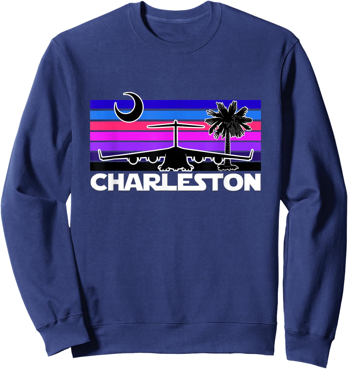 Charleston Straight Sunset Airlift Globemaster III Airplane Sweatshirt - Sweatshirt | Navy