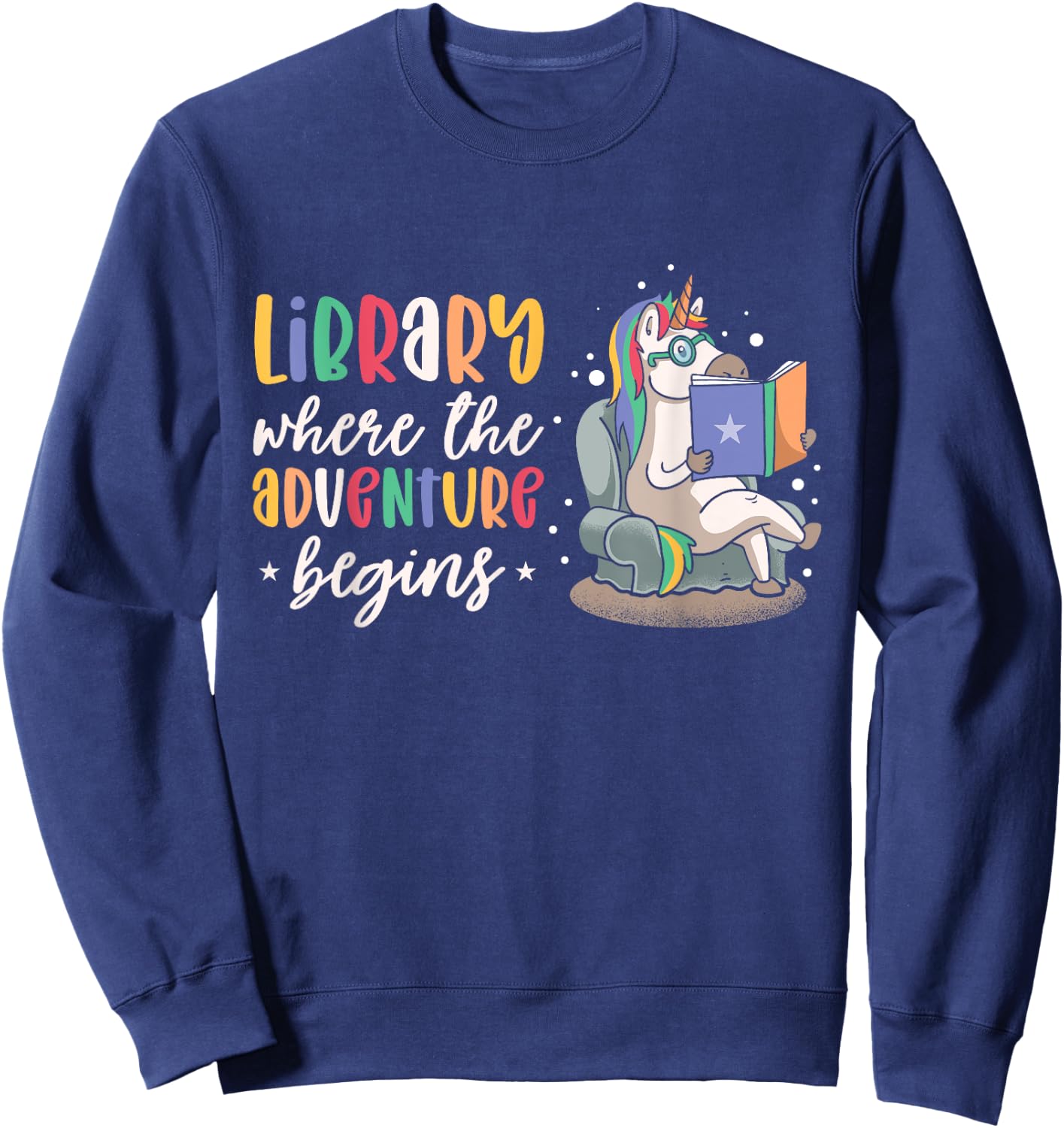 Librarian book Reader Reading Unicorn adventure Sweatshirt - Sweatshirt | Navy