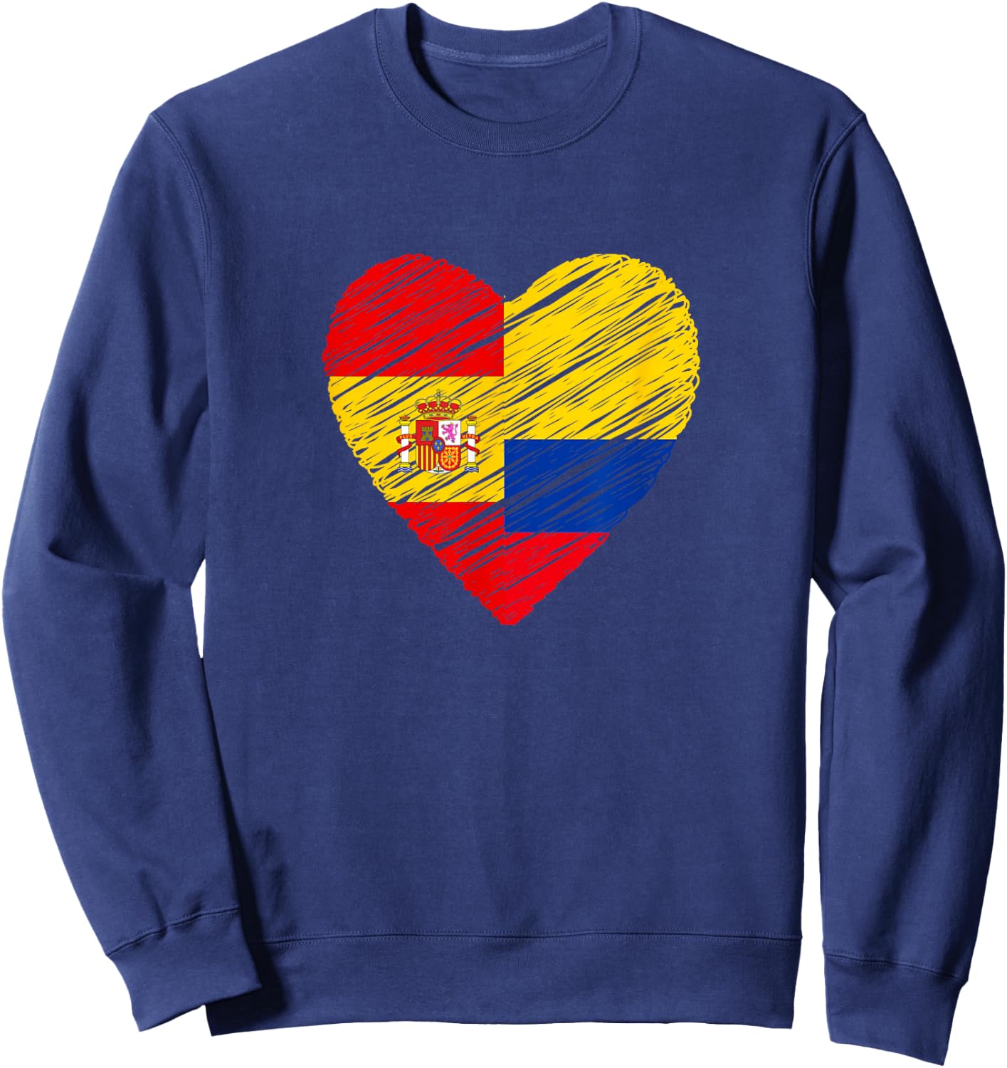 Colombia Spain Heart Spanish Flag Colombian Flag Love Heart Sweatshirt - Sweatshirt | Navy