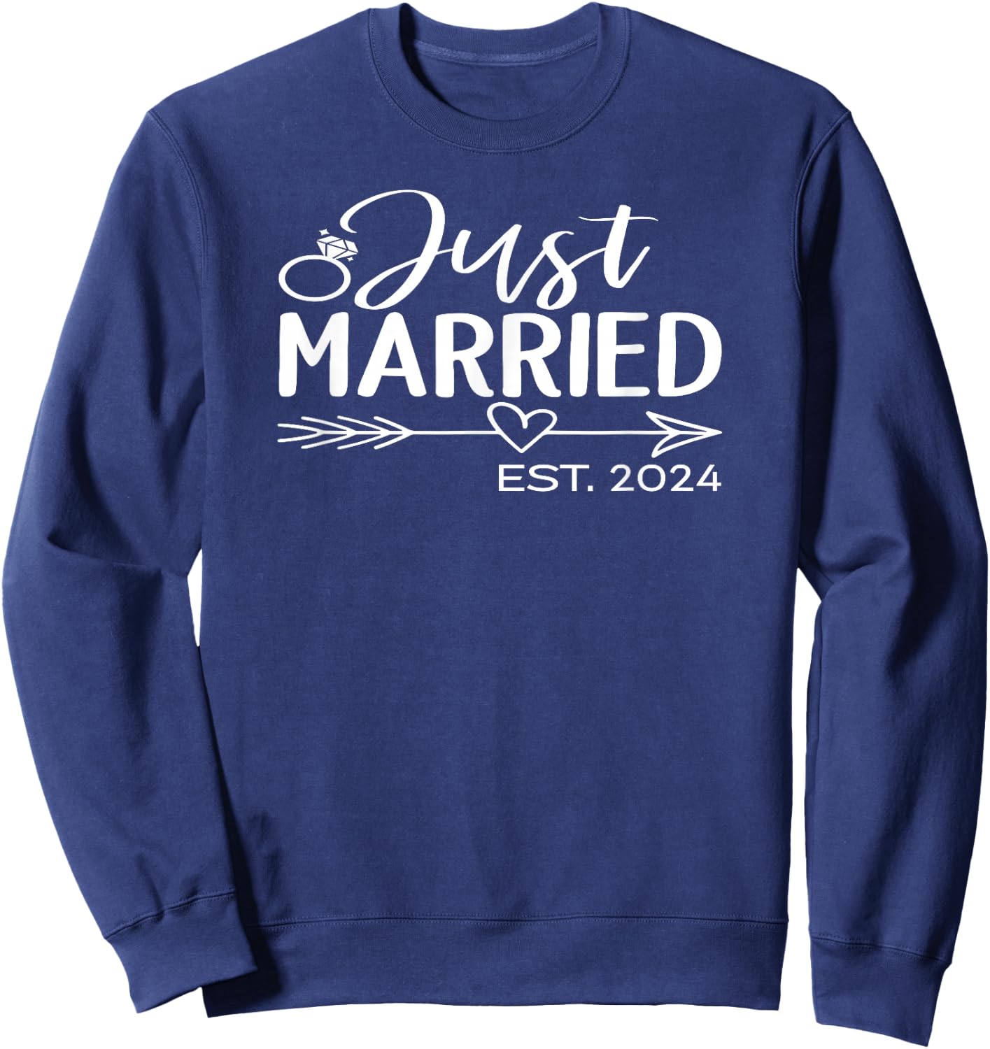 Just Married 2024 Honeymoon Wedding Couples Fiancee Sweatshirt - Sweatshirt | Navy