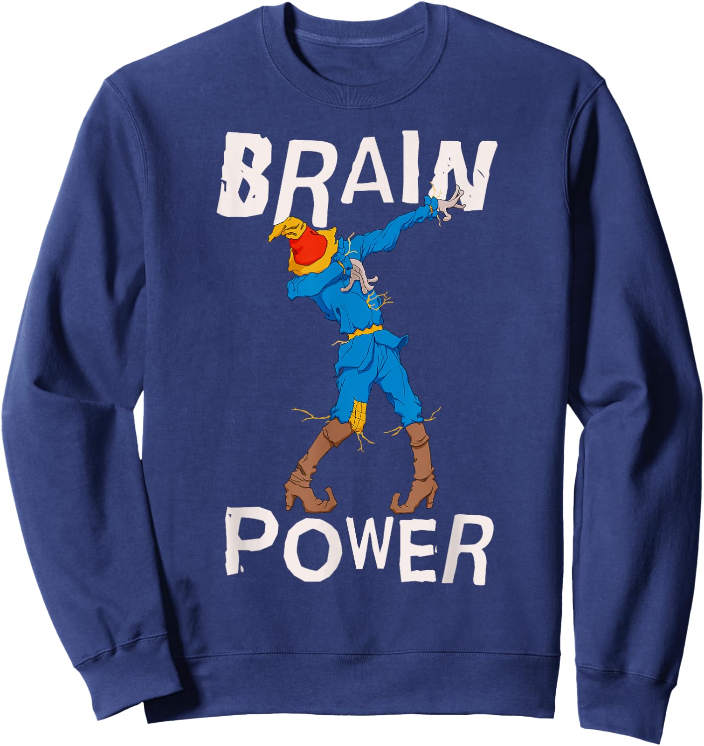 Fun Dabbing Scarecrow The Wizard of Oz Scarecrow Brain Power Sweatshirt - Sweatshirt | Navy