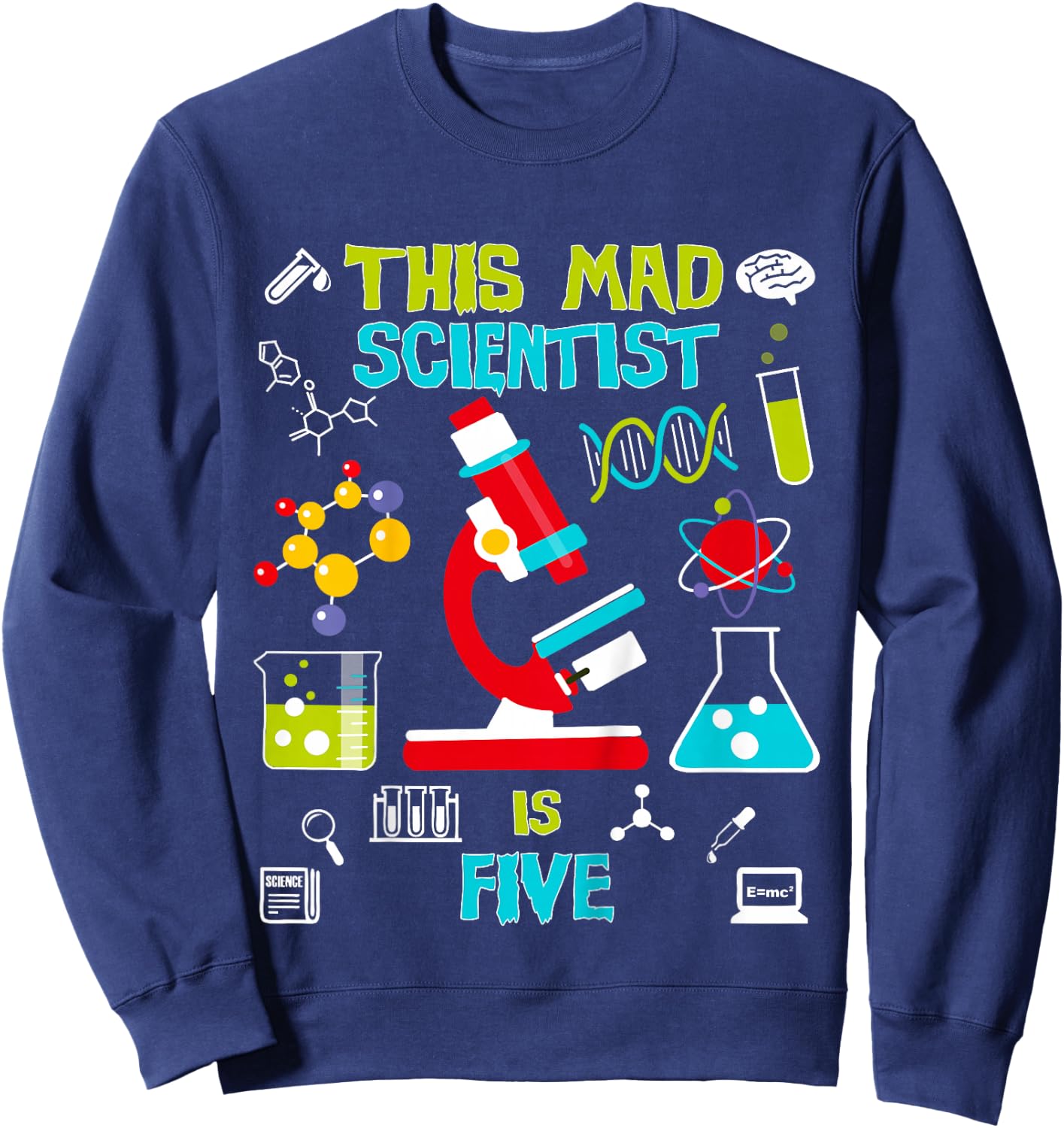 Mad Scientist Party Birthday Gift 5 Year Old Sweatshirt - Sweatshirt | Navy