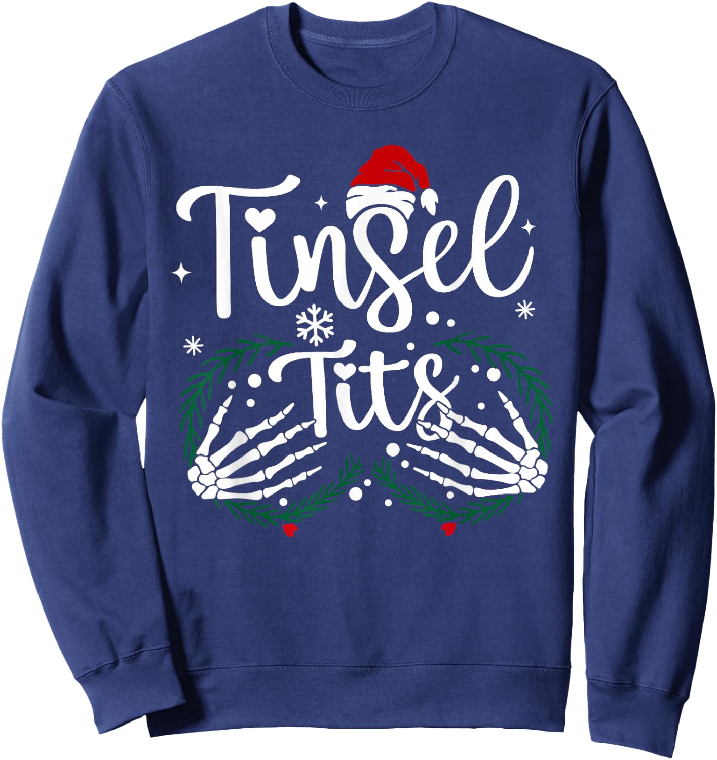 Tinsel Tits And Jingle Balls Funny Matching Christmas Couple Sweatshirt - Sweatshirt | Navy
