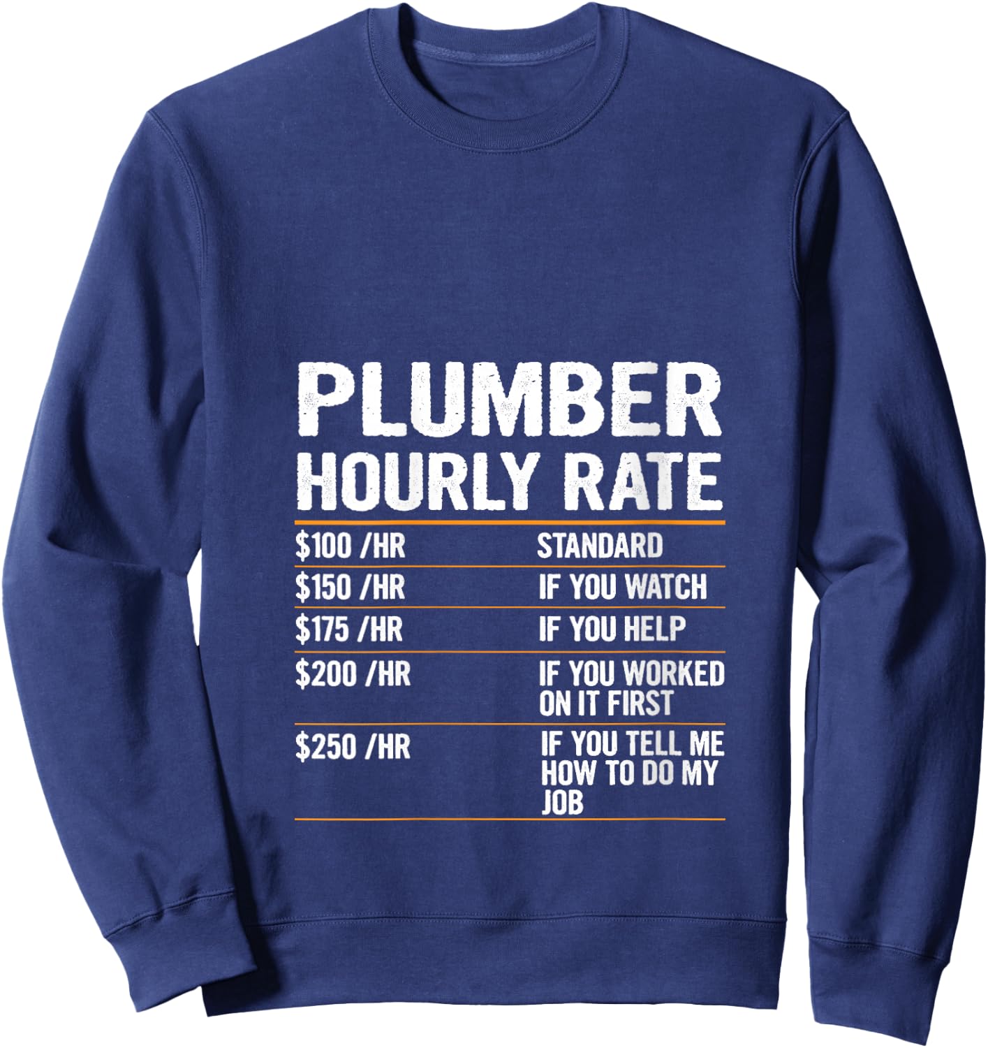 Labor Rates Plumber Hourly Rate Outfit for Plumber V-Neck Sweatshirt - Sweatshirt | Navy