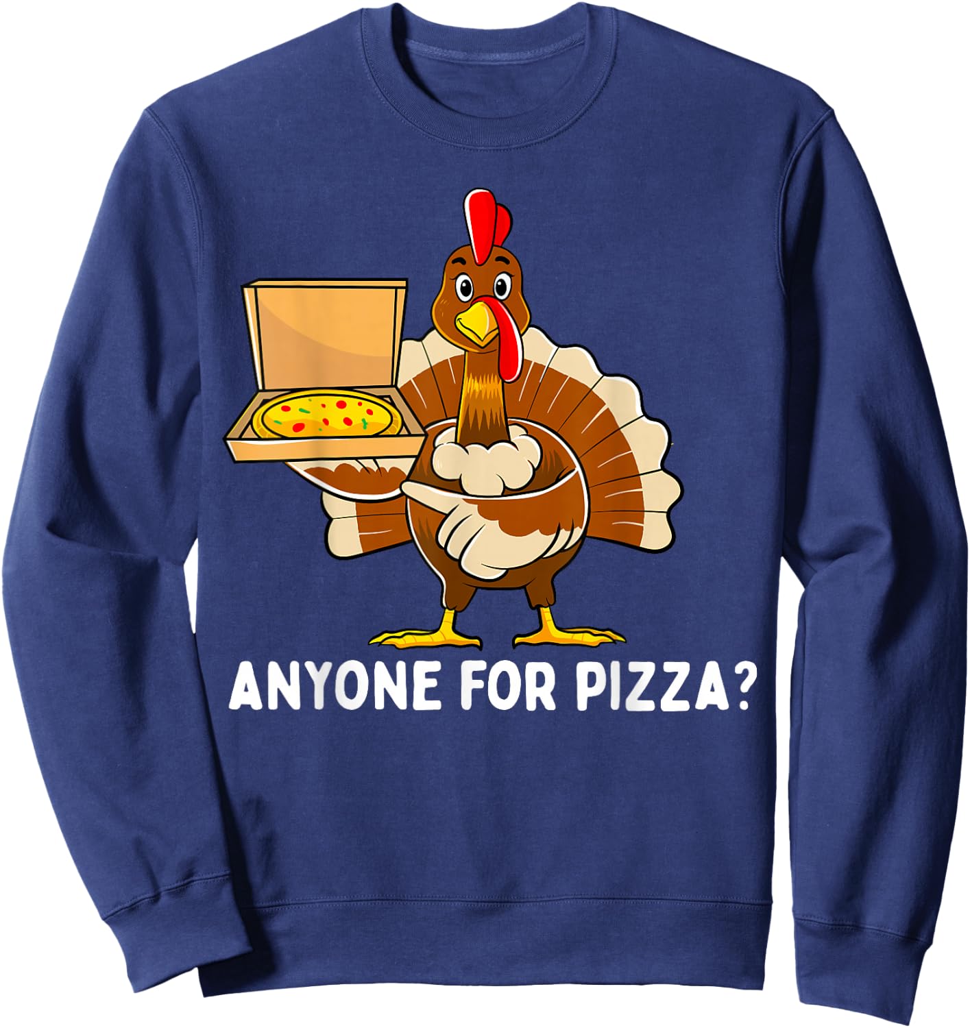 Funny Thanksgiving Turkey Pizza Men Kids Boys Gift Sweatshirt - Sweatshirt | Navy
