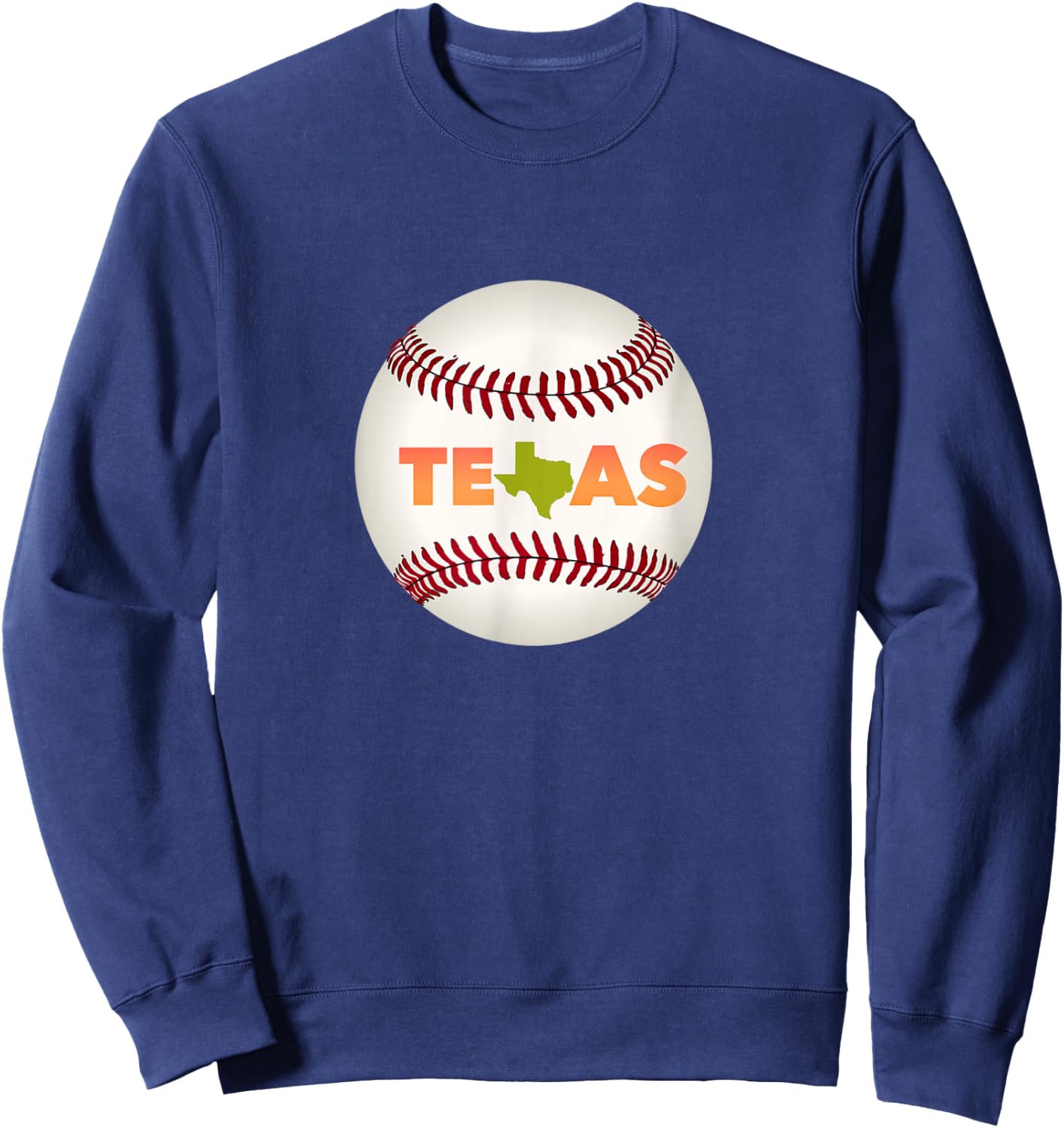Texas Baseball Cool Font on Giant Ranger Ball Design Sweatshirt - Sweatshirt | Navy