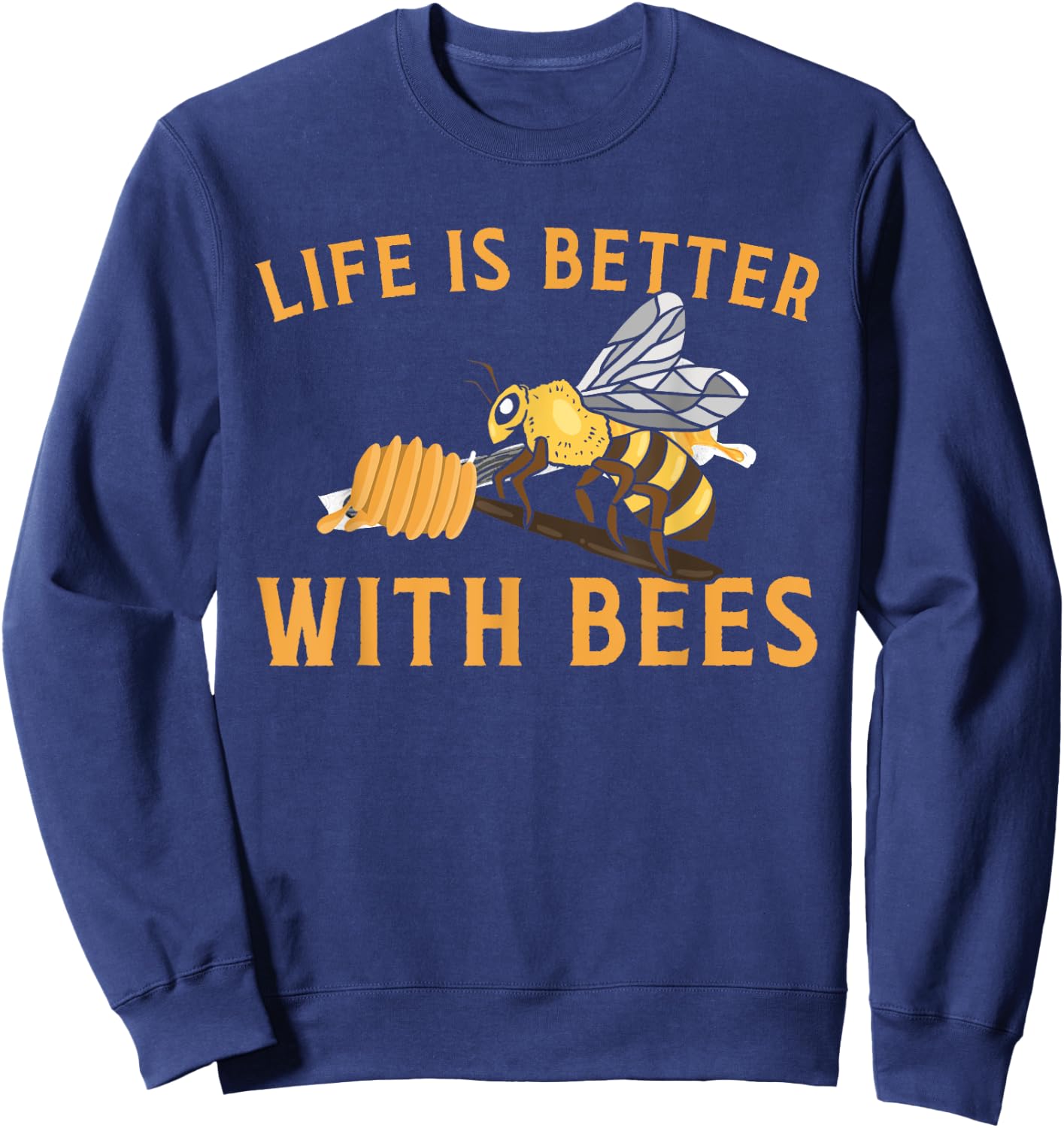 Cool Bee Design Women Honey Bumble Bee Beekeeping Sweatshirt - Sweatshirt | Navy